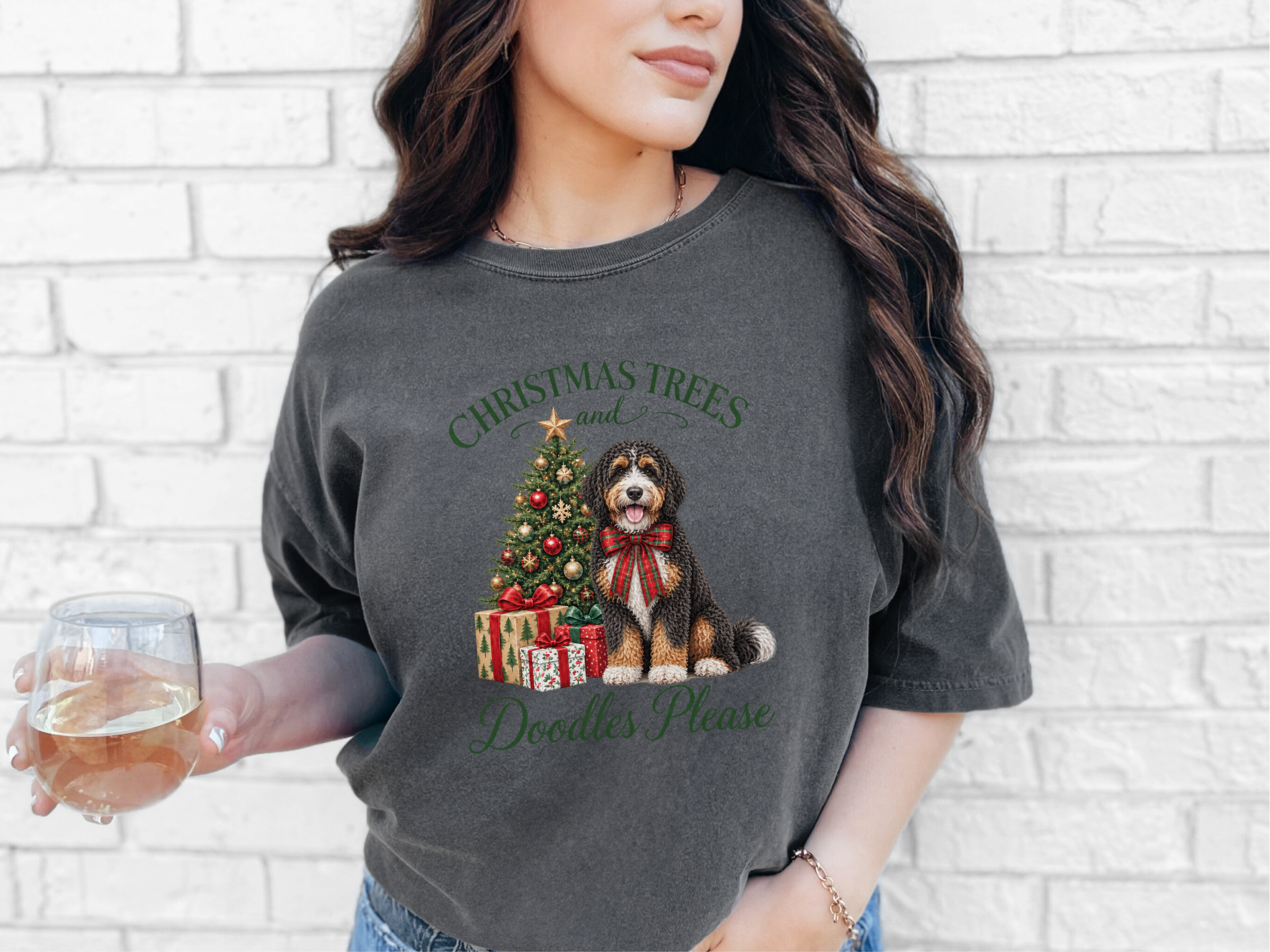 Bernedoodle Christmas Tree doodle dog shirt - photo 5
