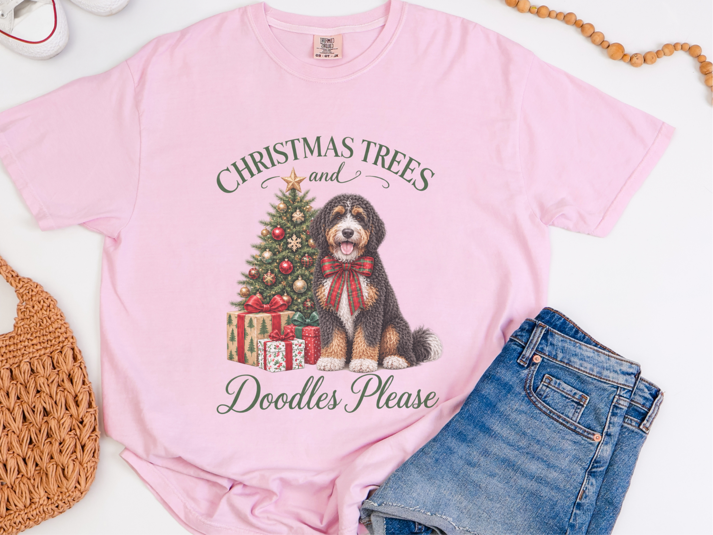 Bernedoodle Christmas Tree doodle dog shirt - photo 6