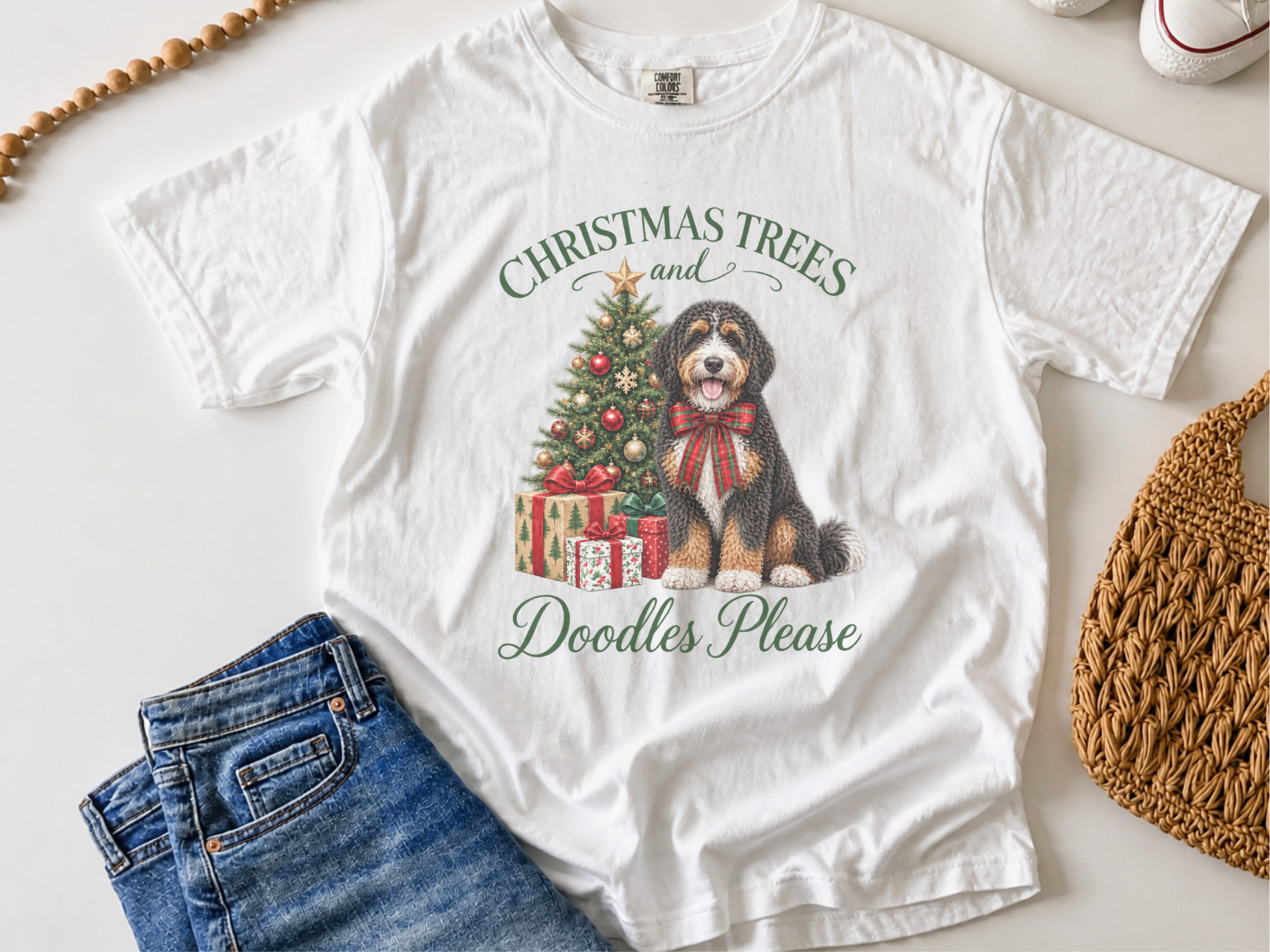 Bernedoodle Christmas Tree doodle dog shirt - photo 2
