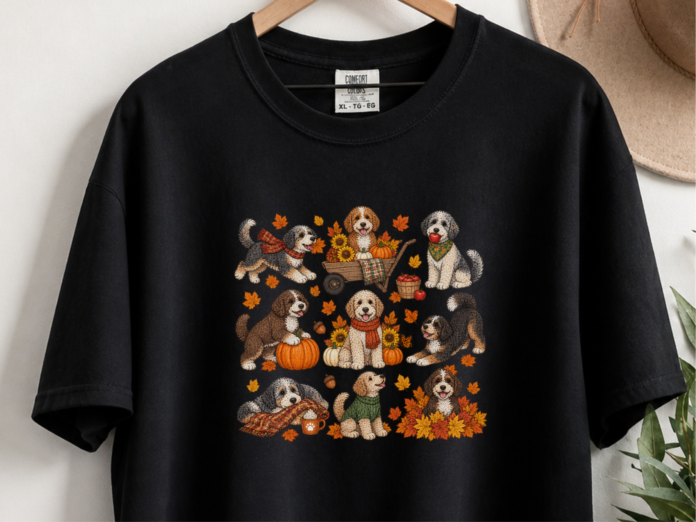 Colorful Aussiedoodle Fall Activities doodle dog shirt - photo 3