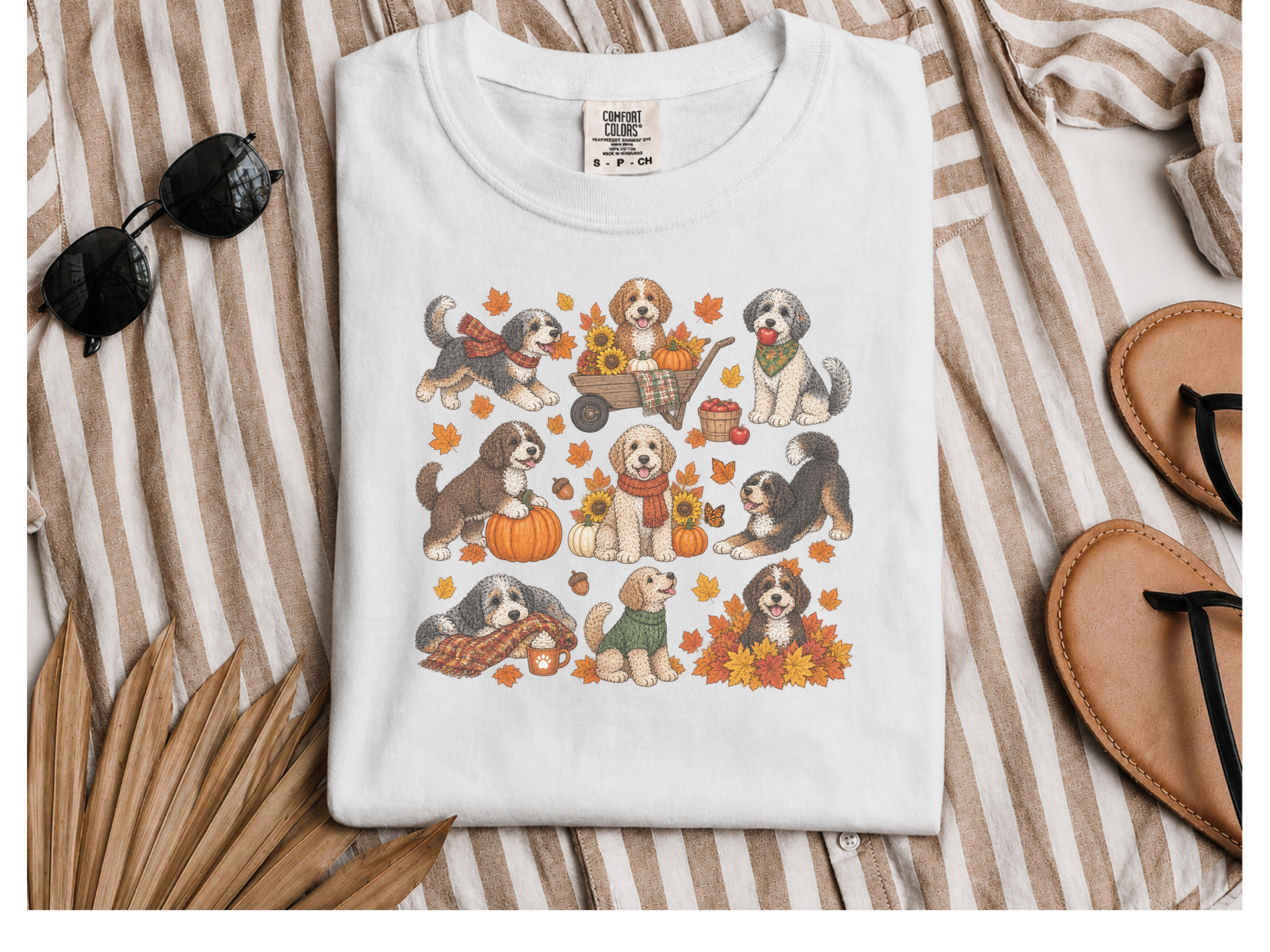 Colorful Aussiedoodle Fall Activities doodle dog shirt - photo 1