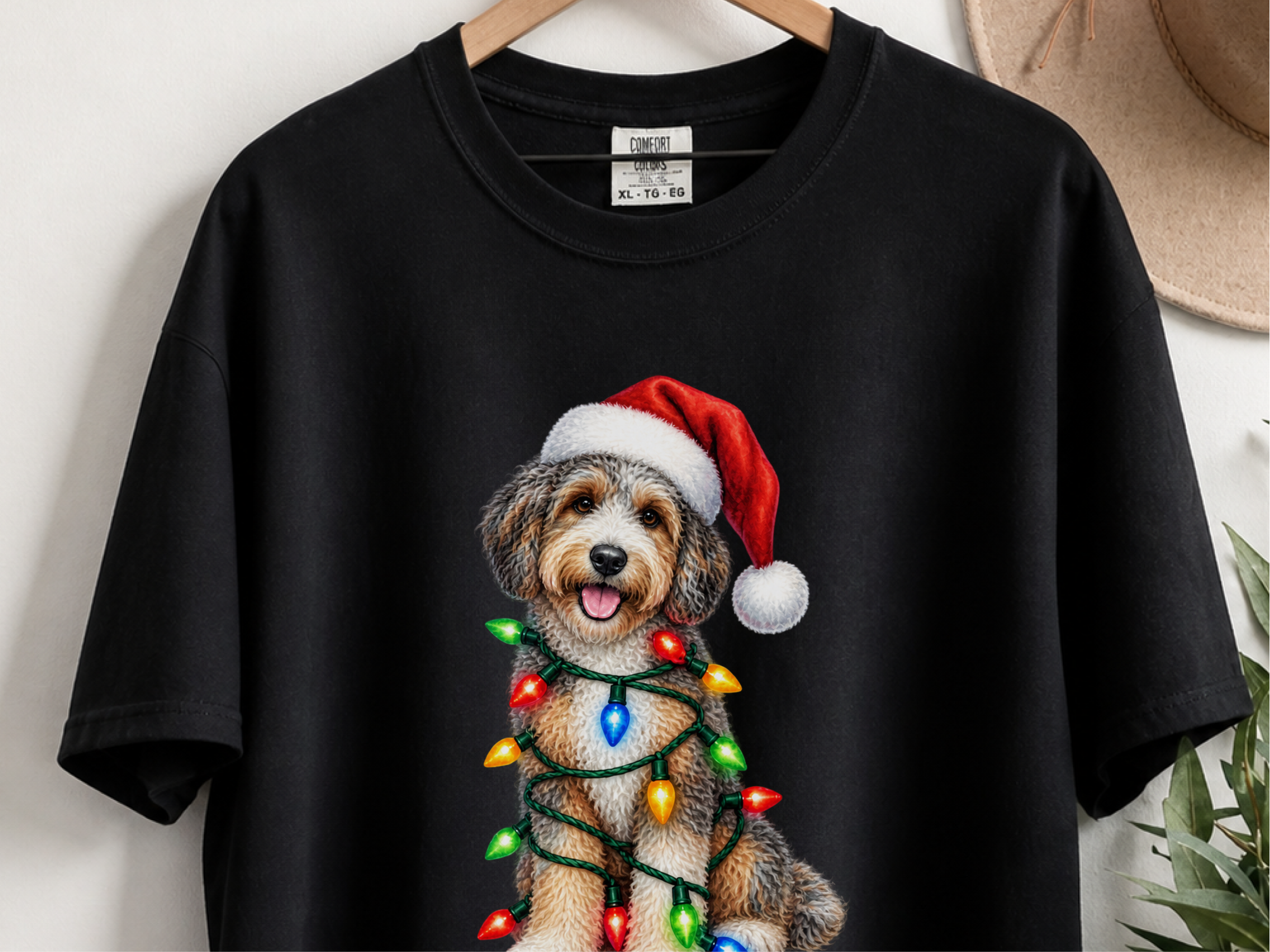 Aussiedoodle Christmas Lights Santa Hat - photo 3