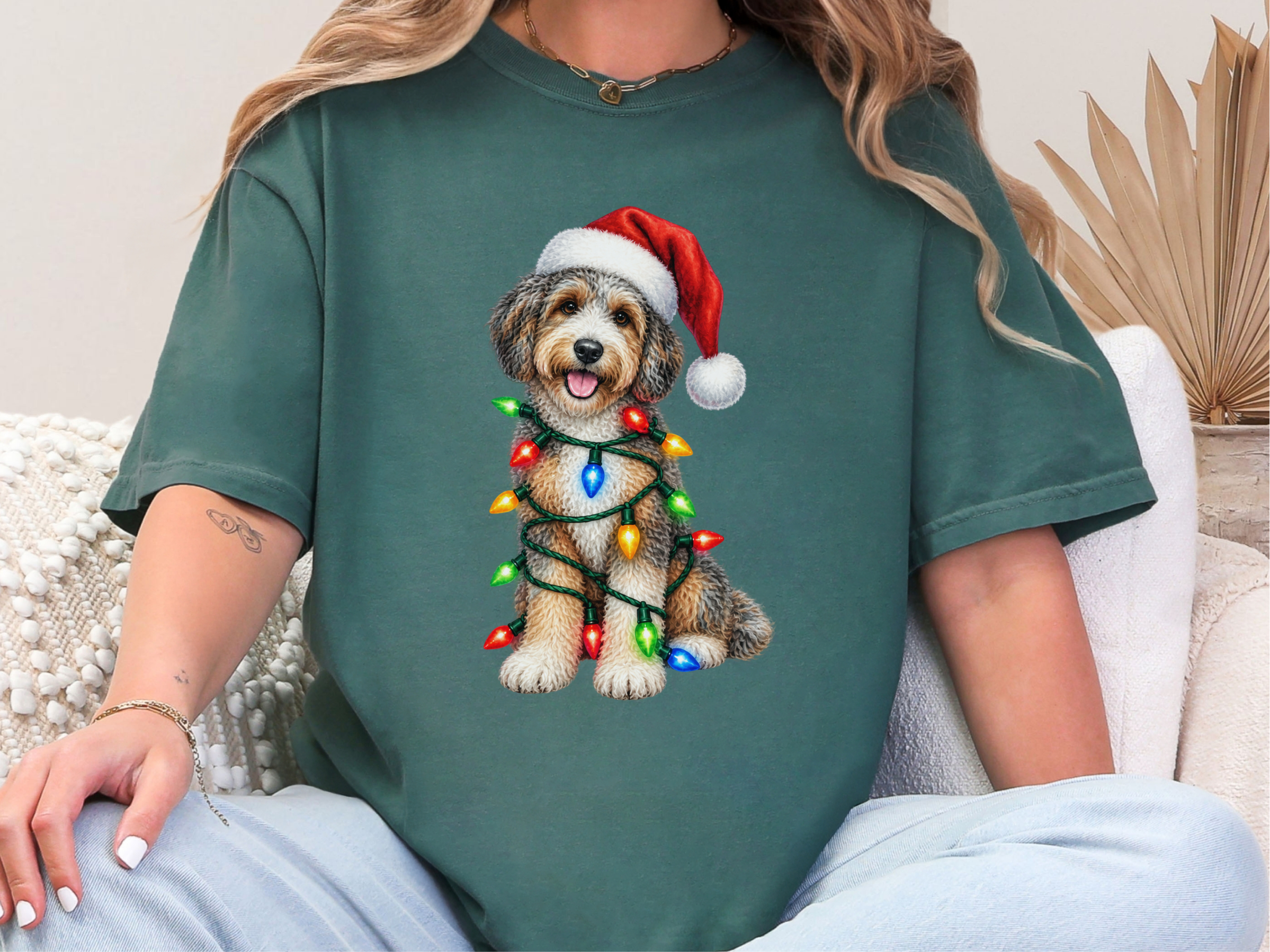 Aussiedoodle Christmas Lights Santa Hat - photo 6
