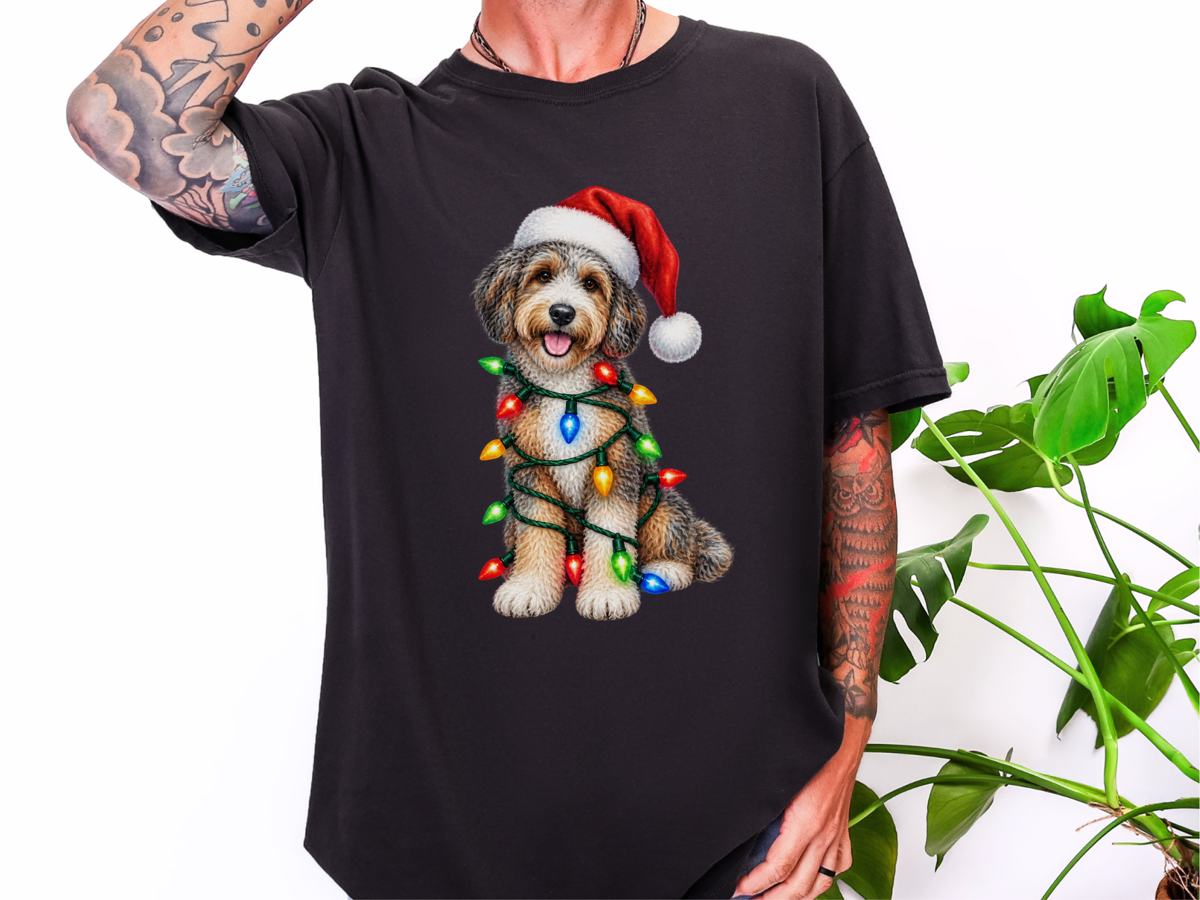 Aussiedoodle Christmas Lights Santa Hat - photo 2