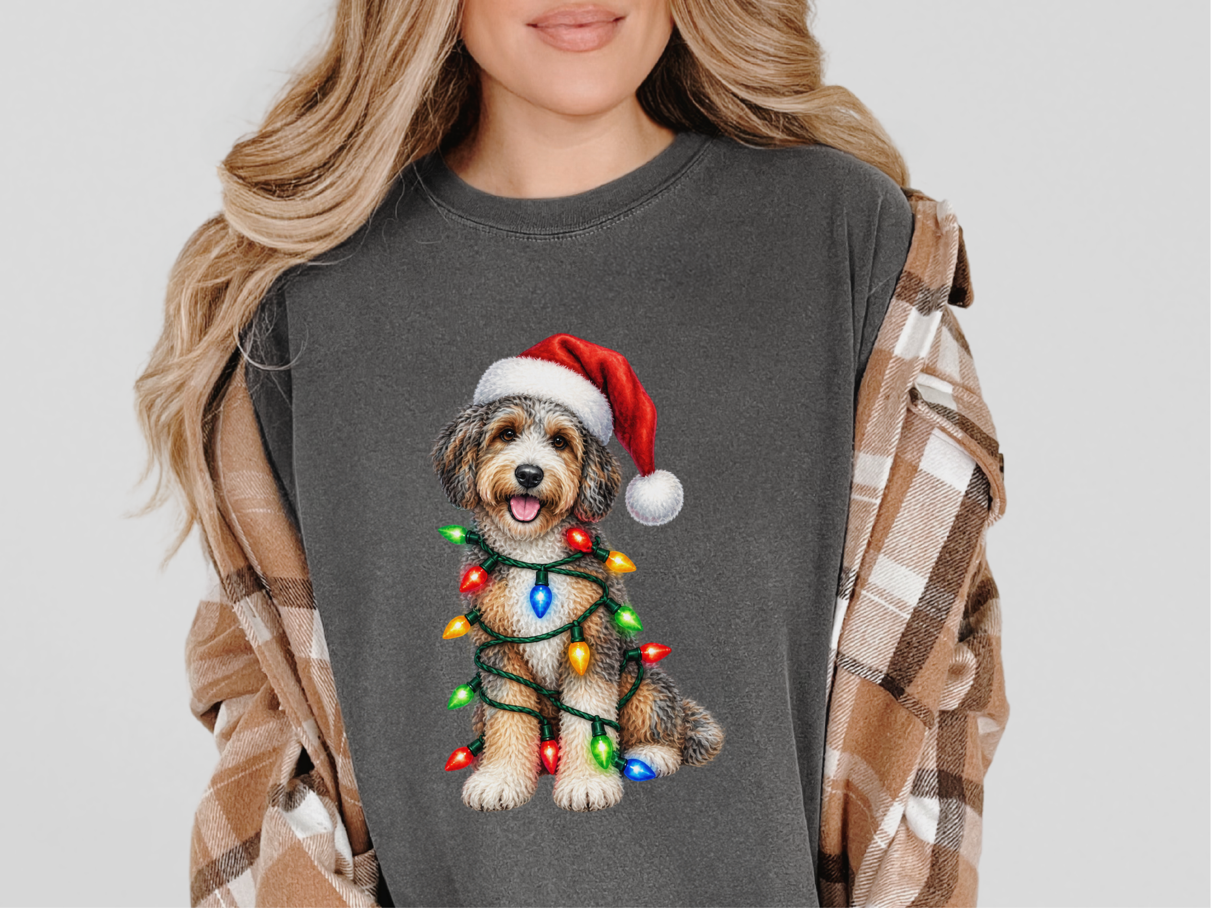 Aussiedoodle Christmas Lights Santa Hat - photo 4