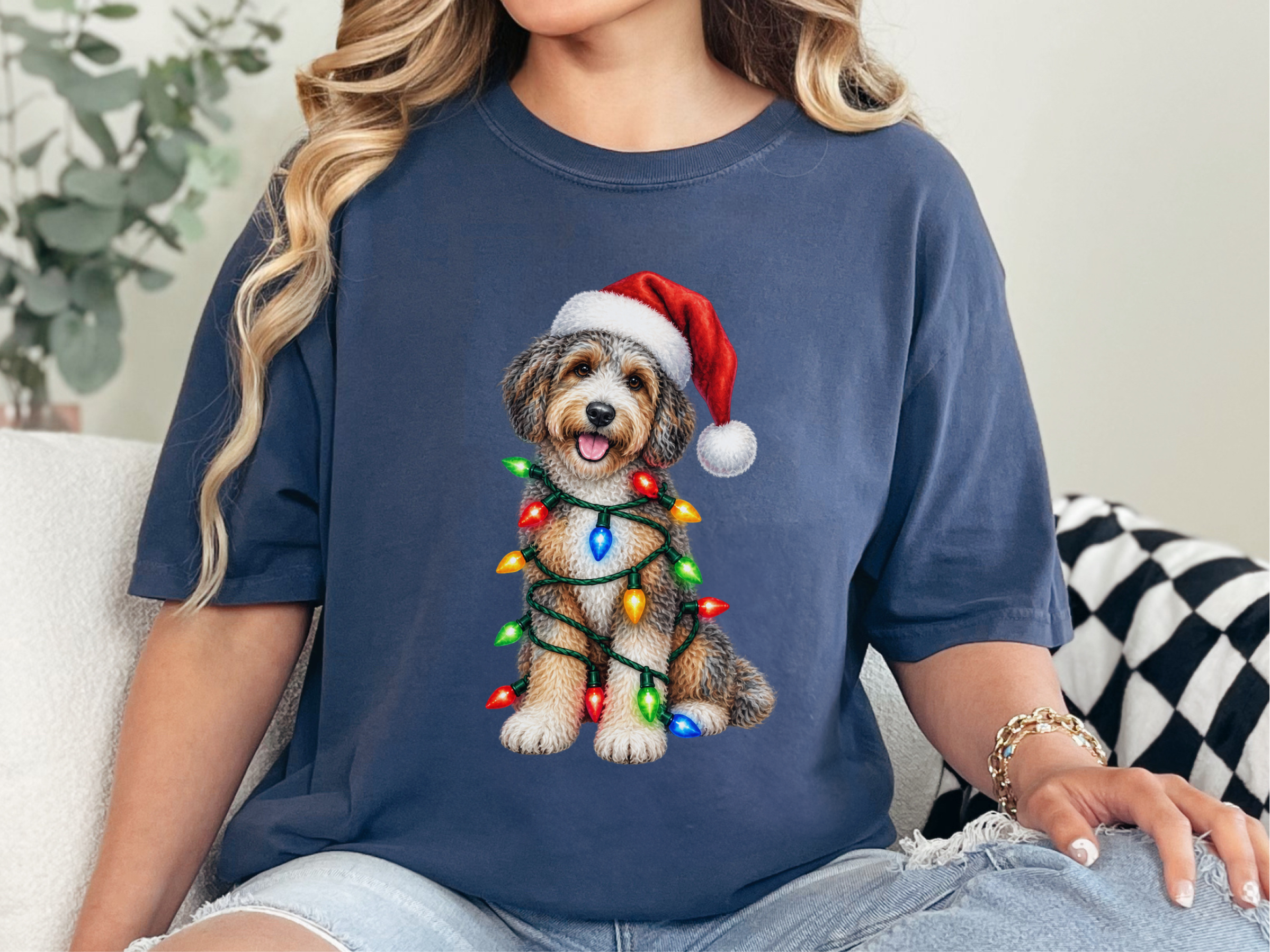Aussiedoodle Christmas Lights Santa Hat - photo 8