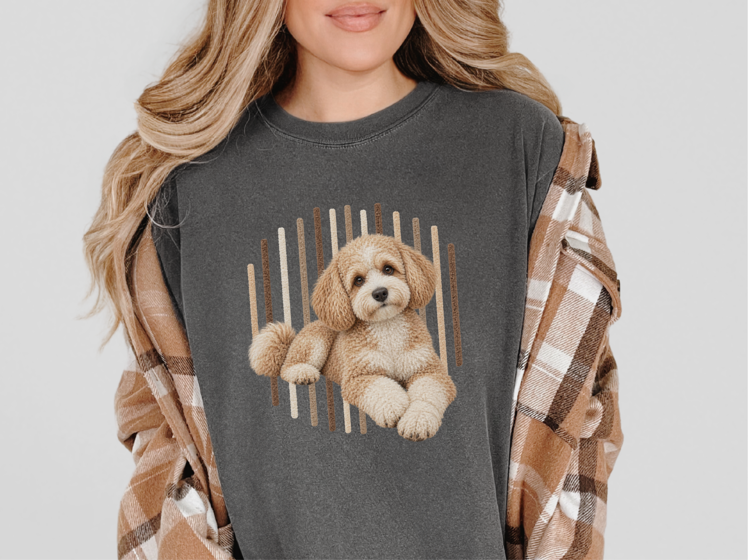 Photorealistic Maltipoo Vertical Lines Cute Puppy Tee Maltipoo Gift