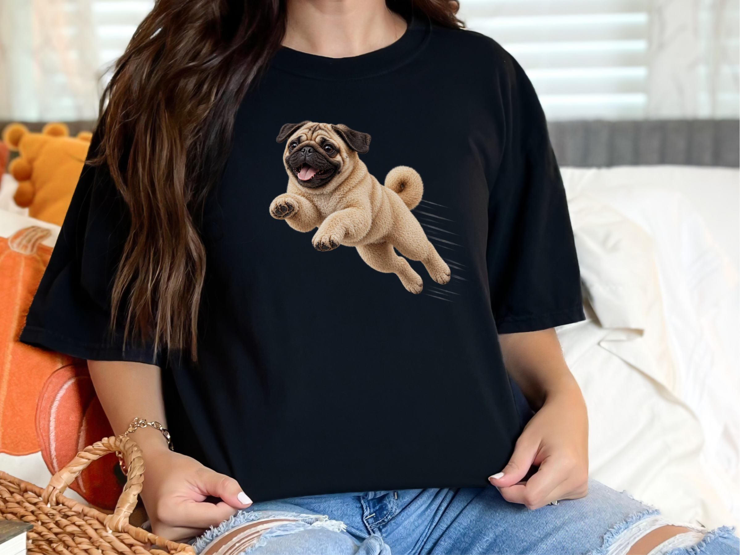 Leaping Pug Speed Lines doodle dog shirt - photo 3
