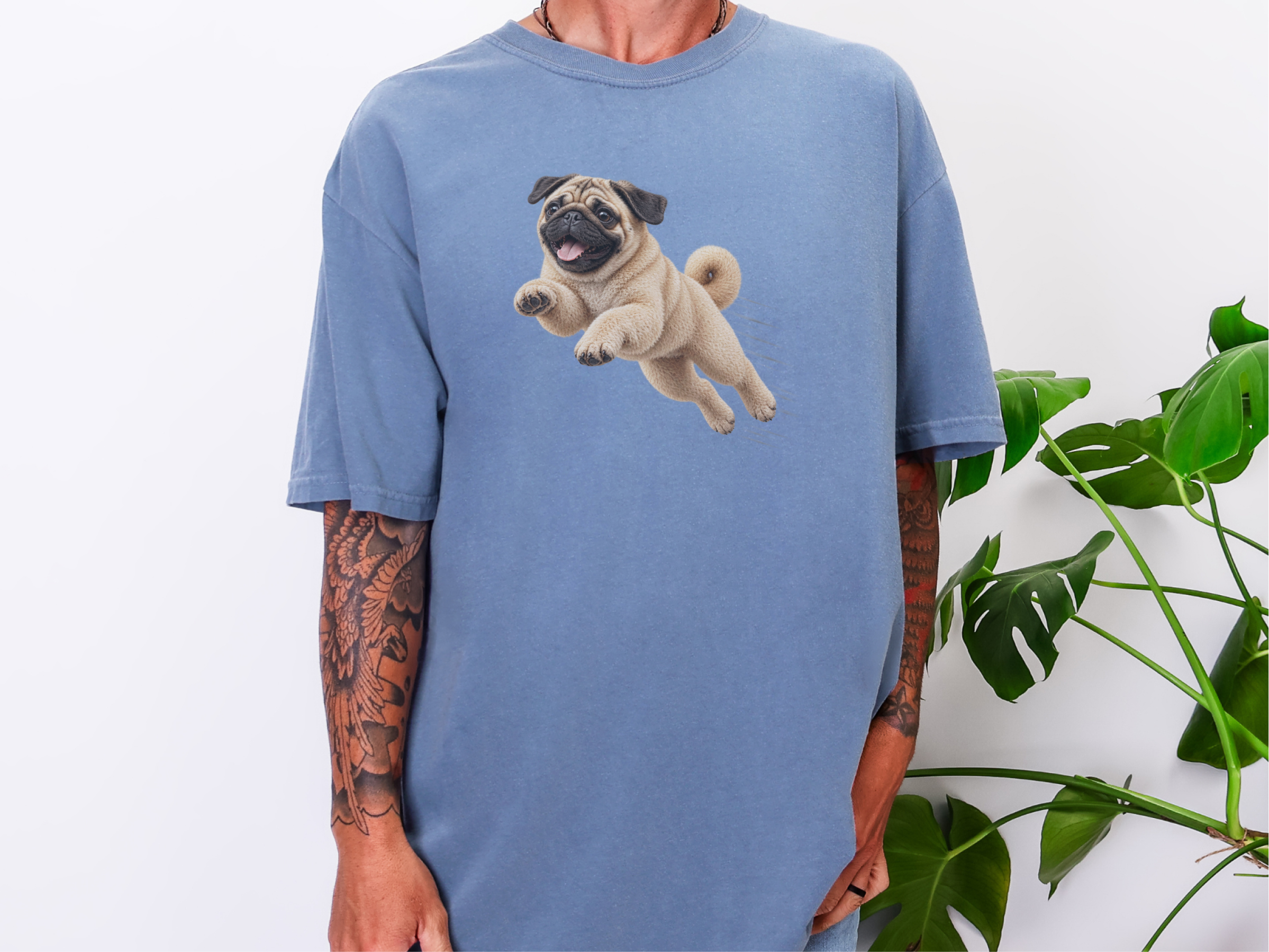 Leaping Pug Speed Lines doodle dog shirt - photo 7