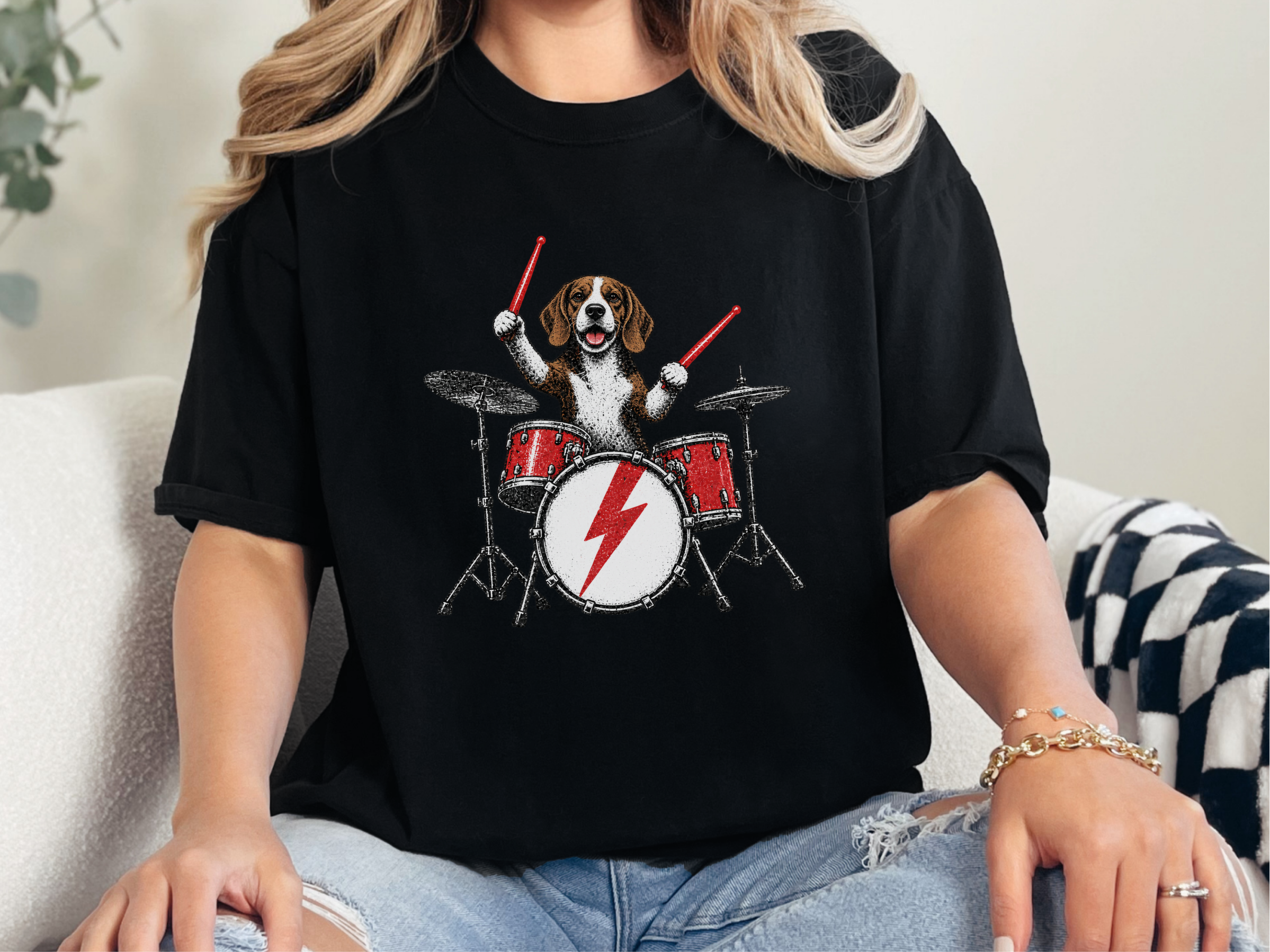 Beagle Rock Drummer doodle dog shirt - photo 4