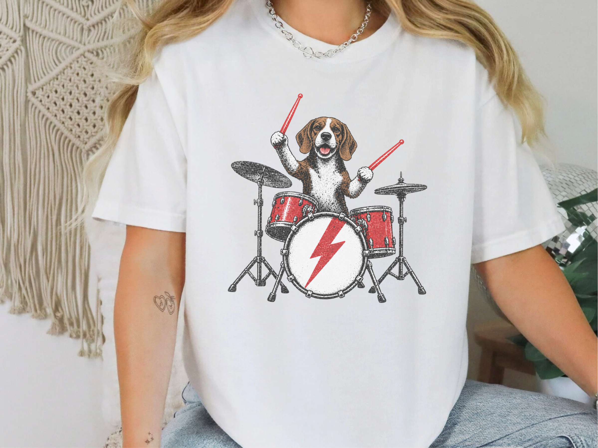 Beagle Rock Drummer doodle dog shirt - photo 3