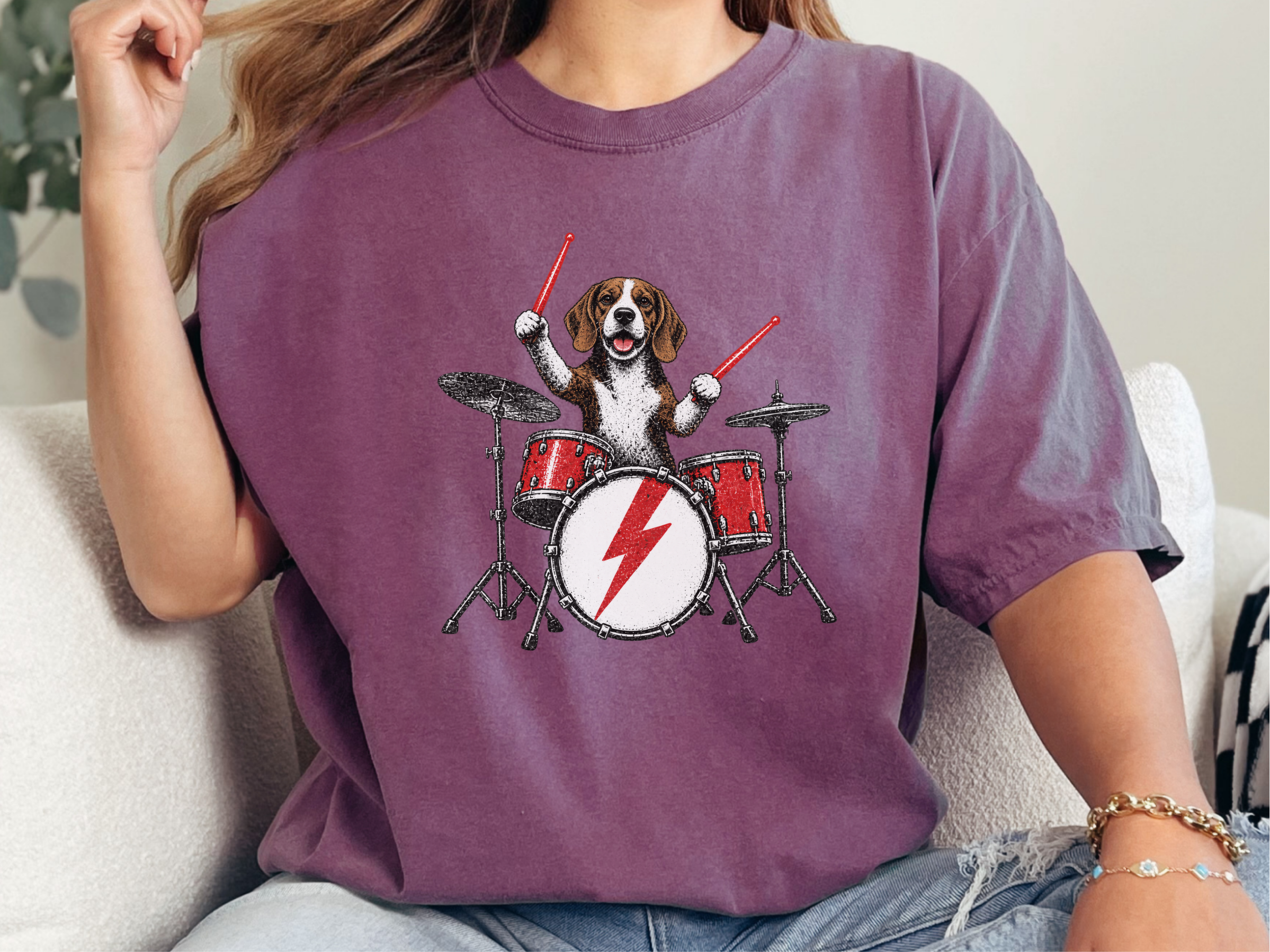 Beagle Rock Drummer doodle dog shirt - photo 7
