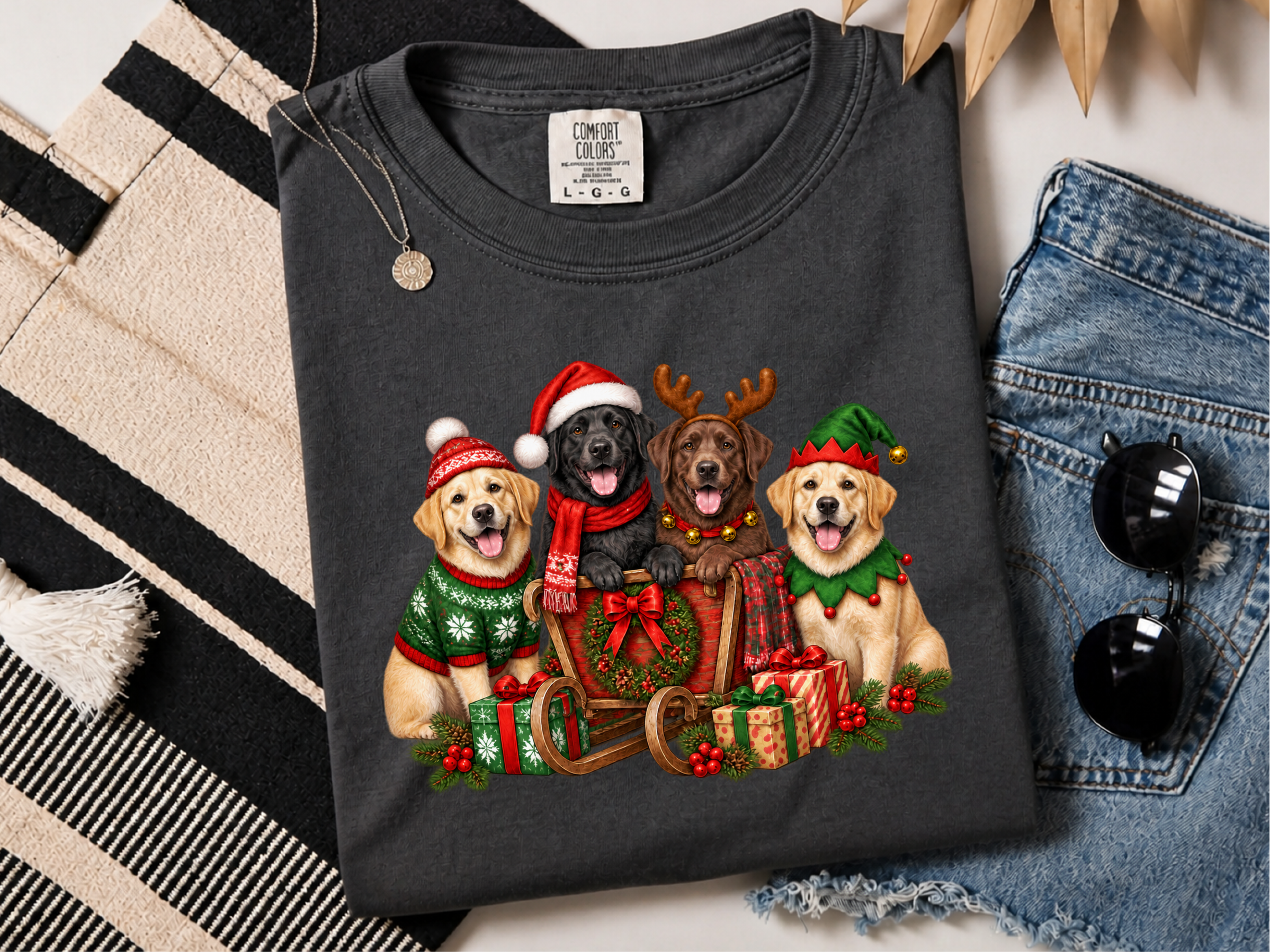 Christmas Labradors Sled Group