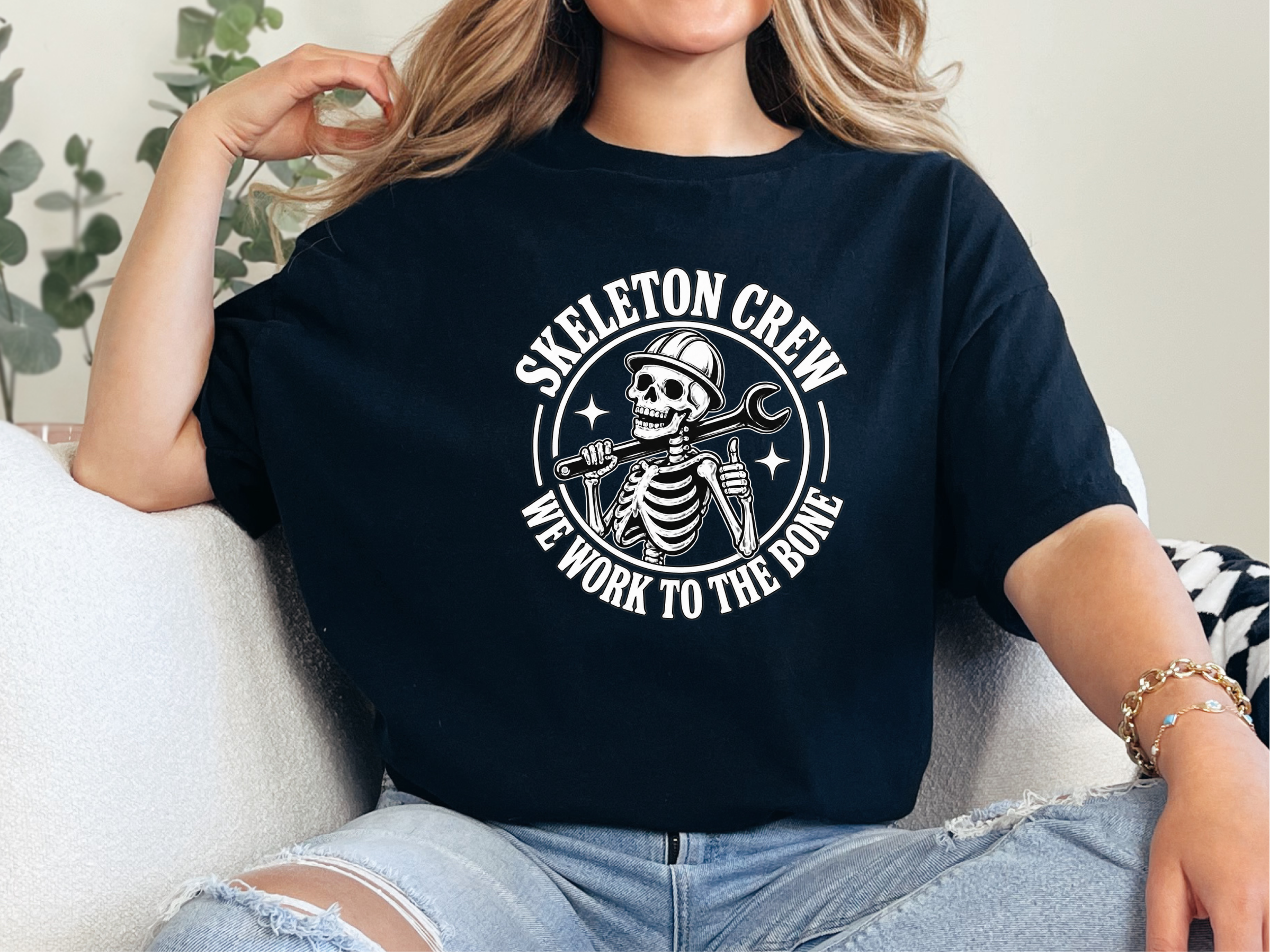 Skeleton Crew Construction Worker funny shirt - photo 2