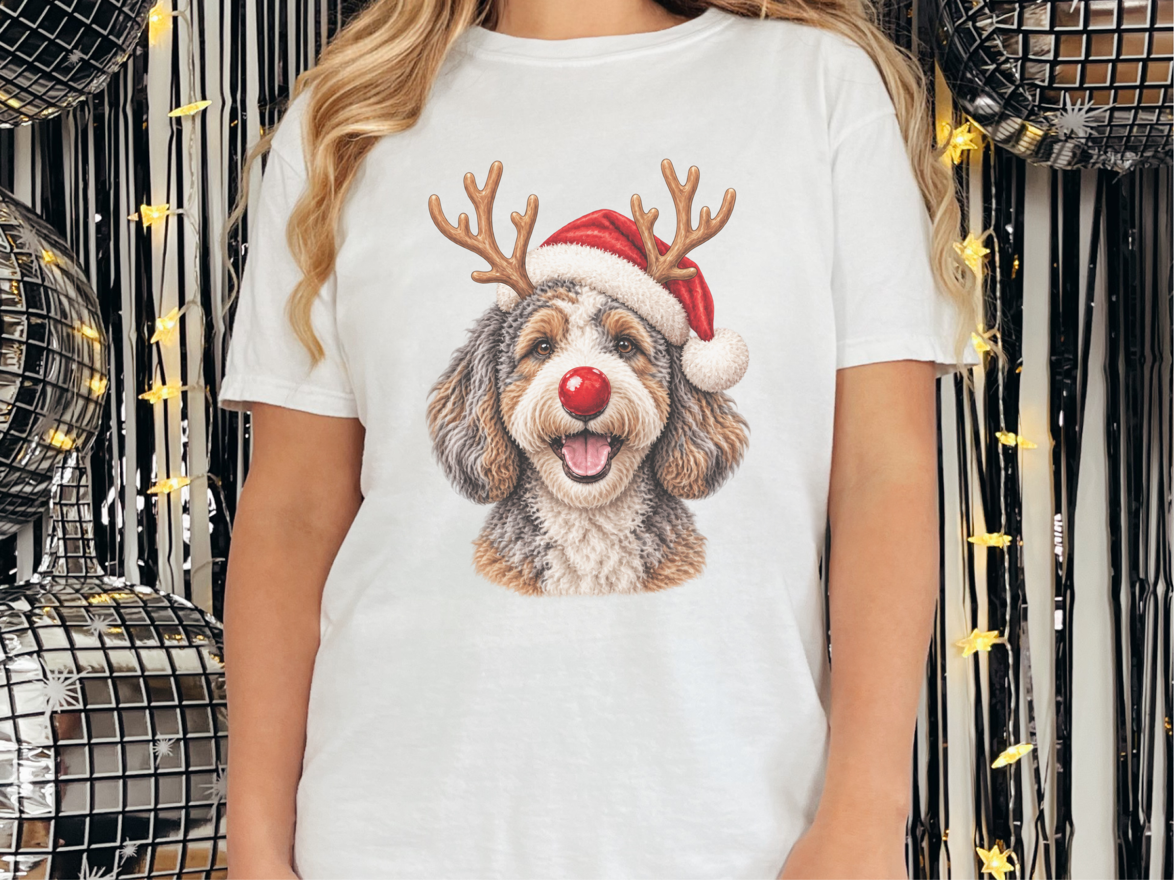 Aussiedoodle Reindeer Santa Hat - photo 2