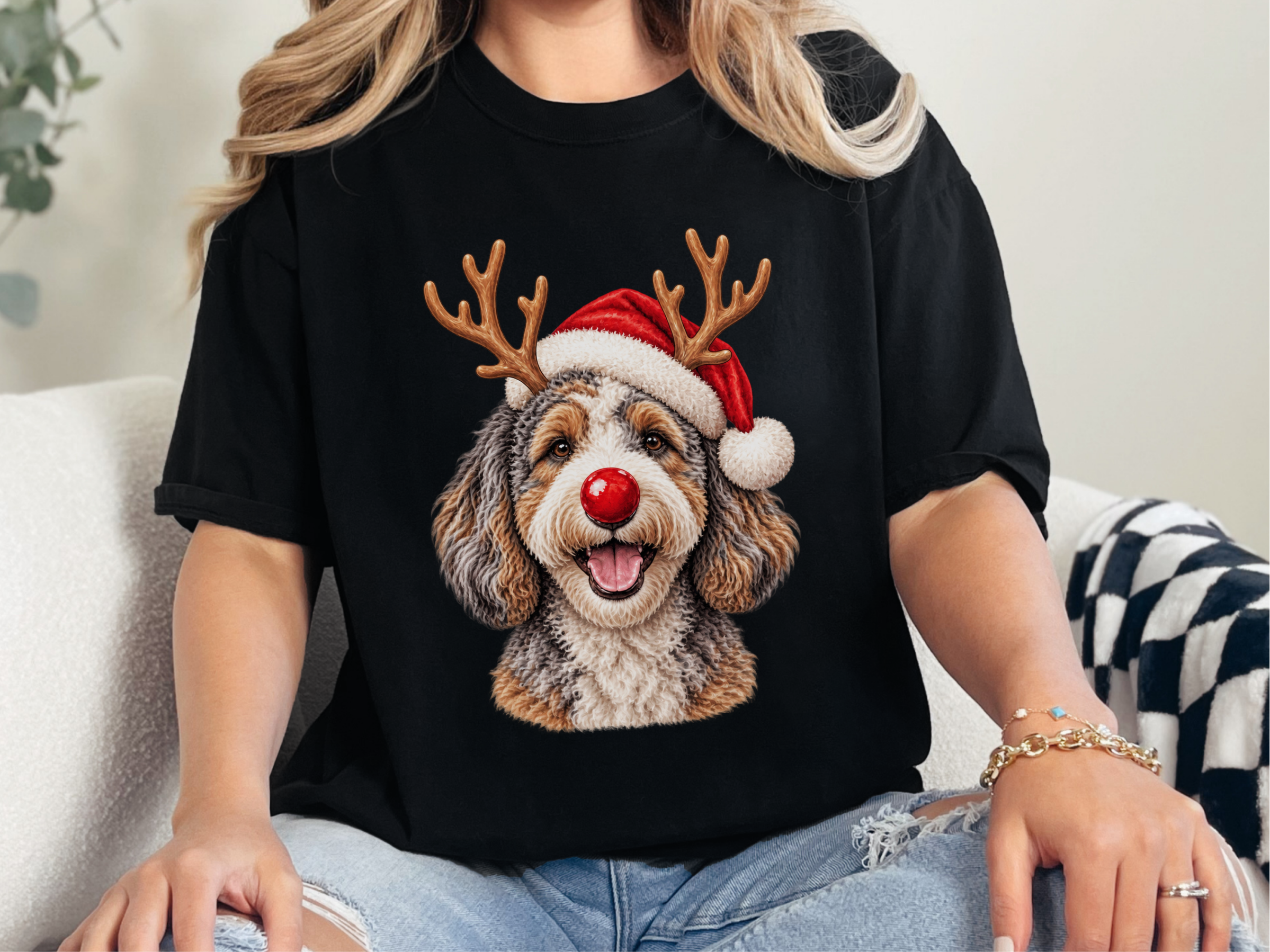 Aussiedoodle Reindeer Santa Hat - photo 3