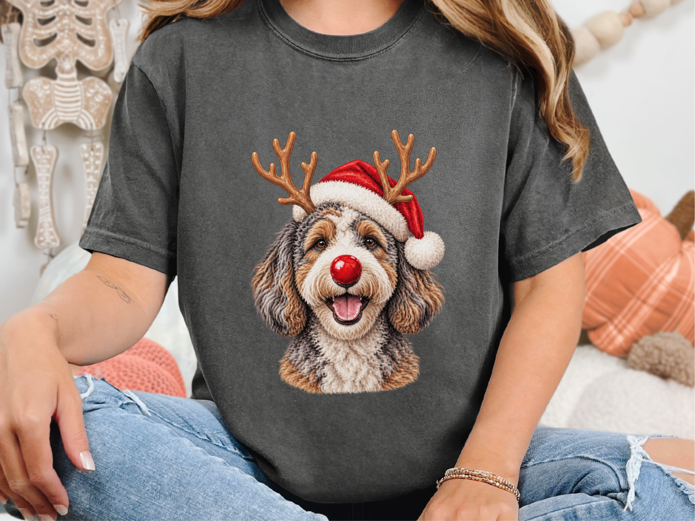 Aussiedoodle Reindeer Santa Hat - photo 7