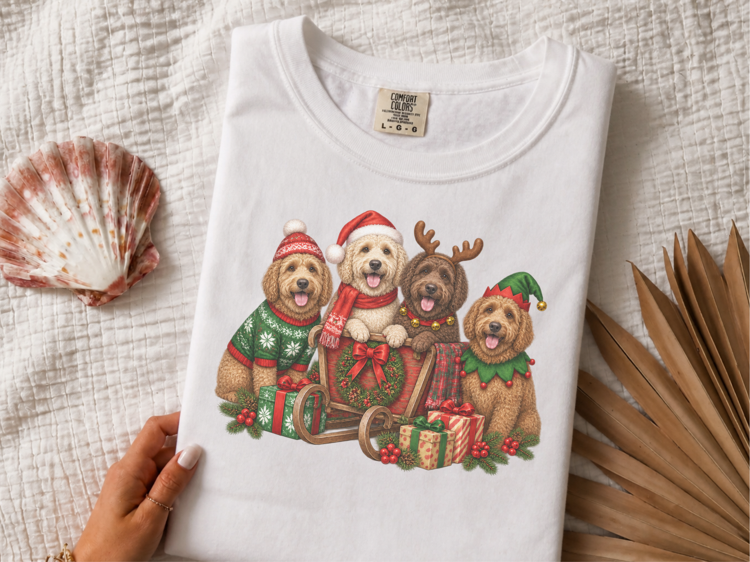 Christmas Labradoodles Sleigh Group