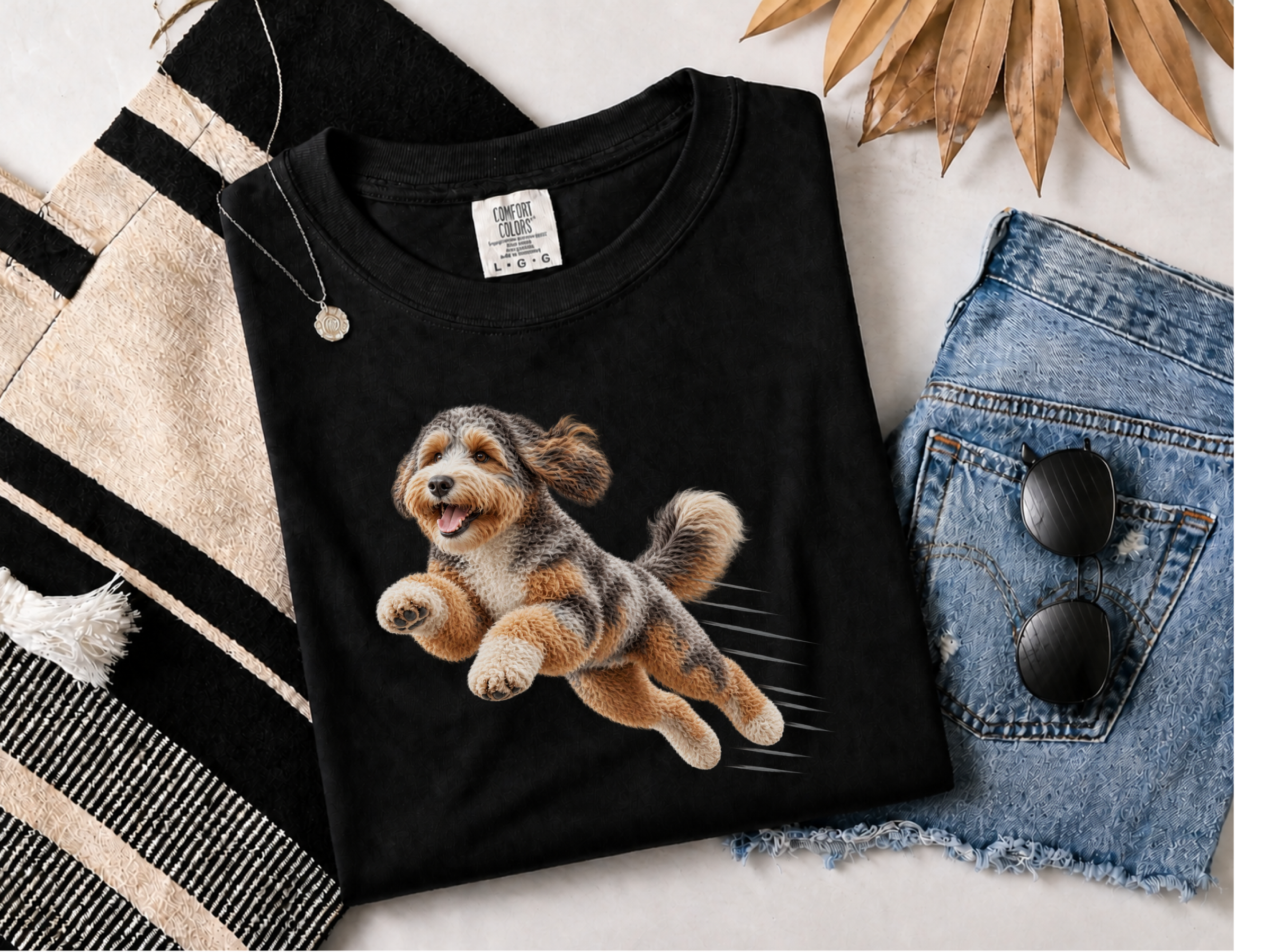 Flying Aussiedoodle Speed Lines Shirt - Vintage Aussiedoodle Dog Gift