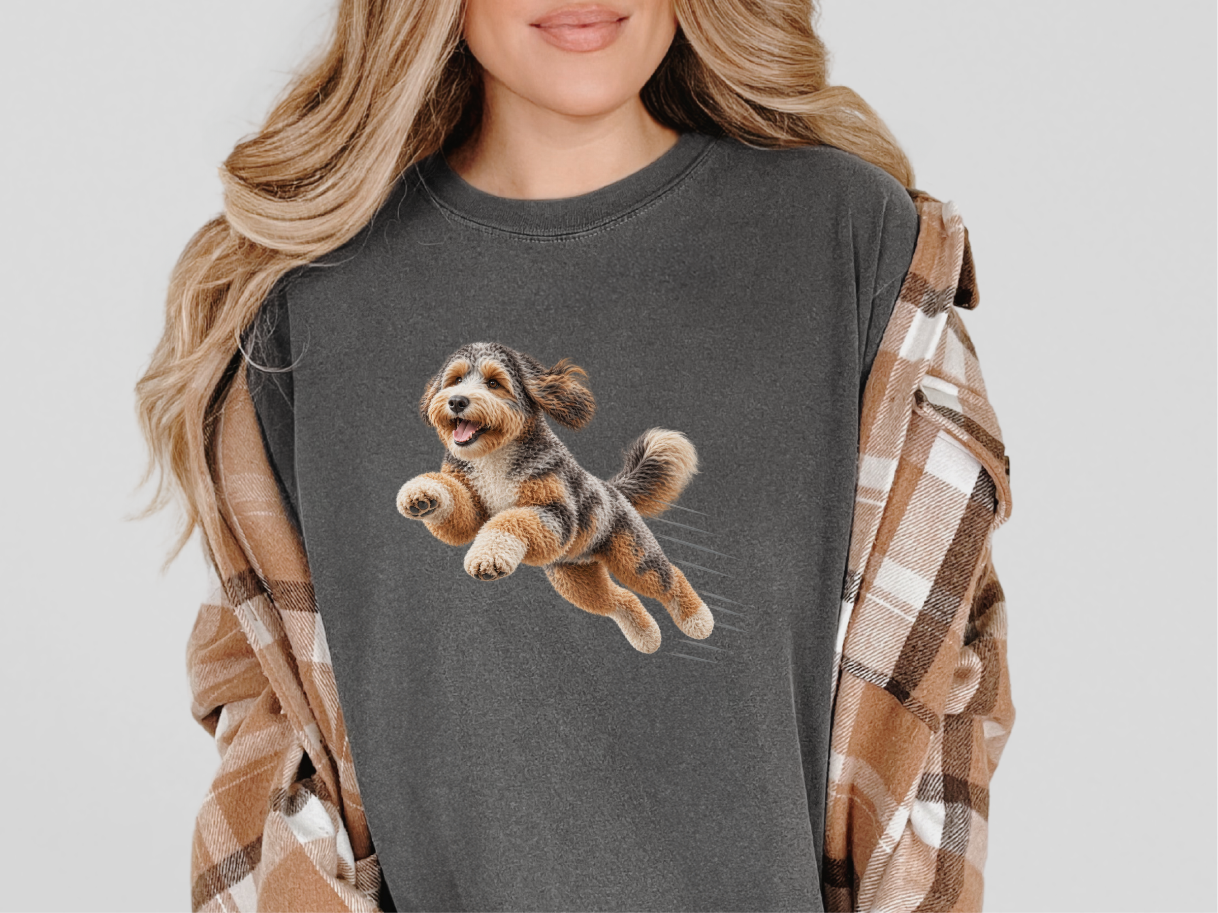 Flying Aussiedoodle Speed Lines doodle dog shirt - photo 4