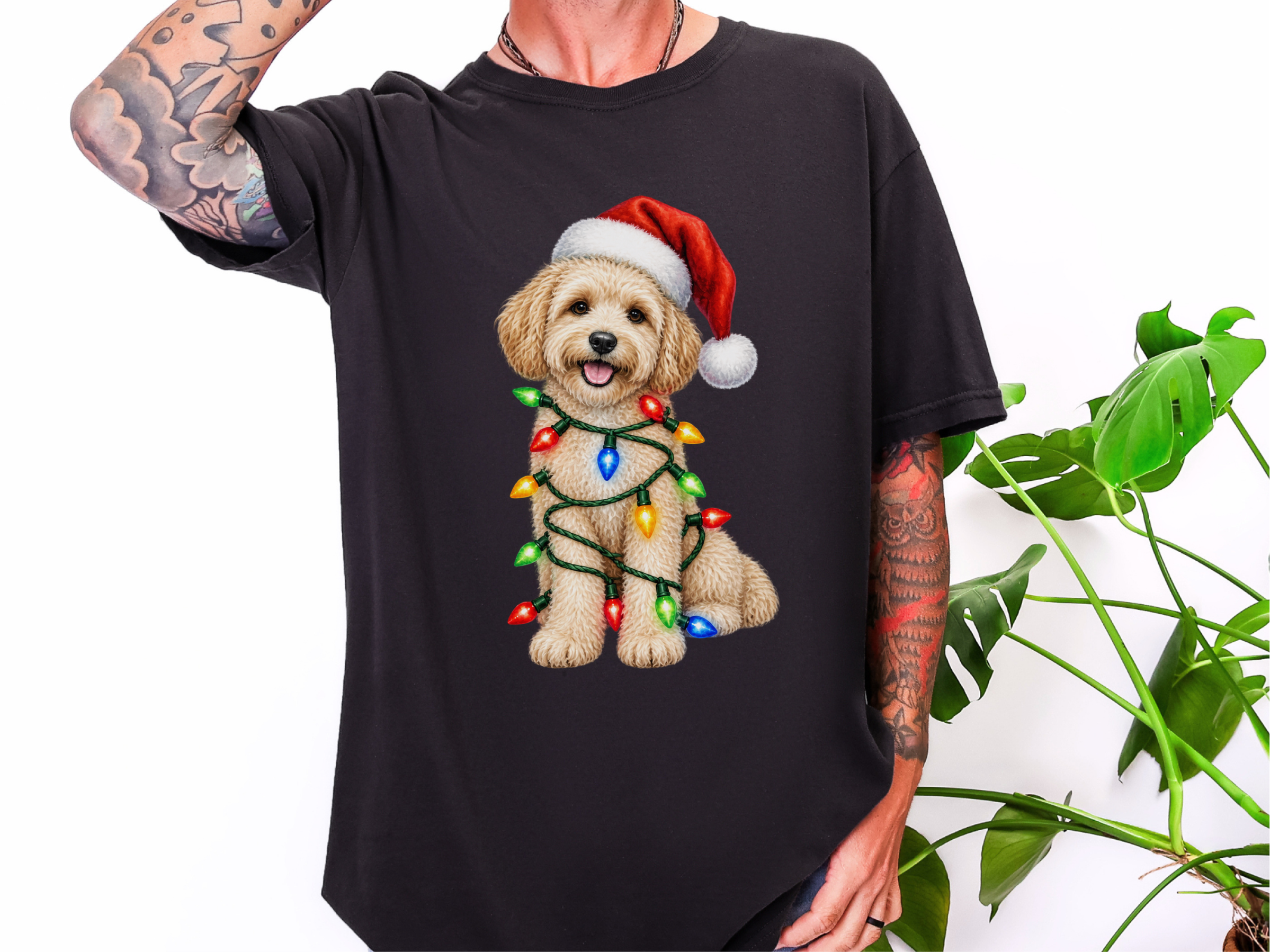 Maltipoo Santa Hat Christmas Lights - photo 3