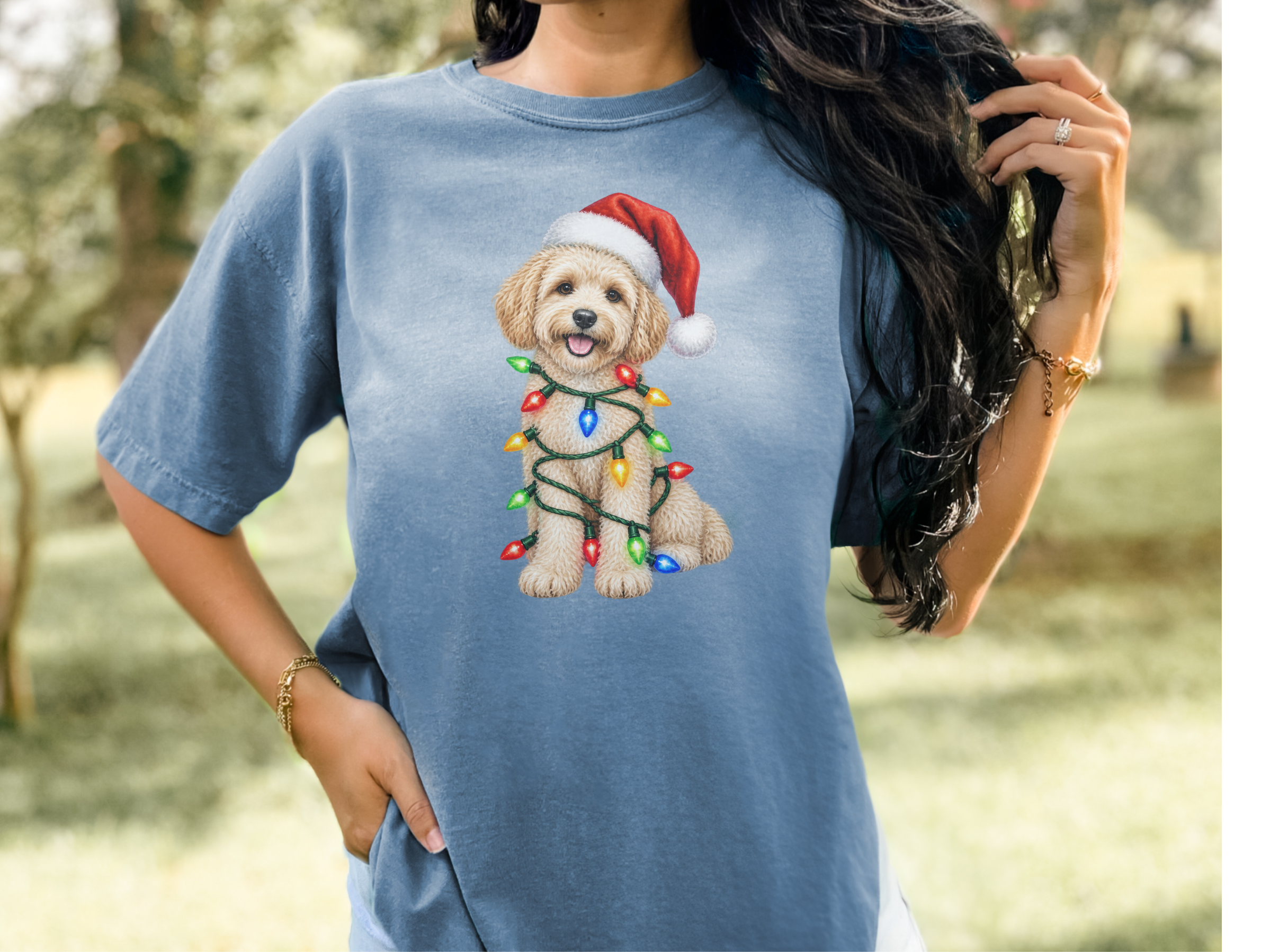 Maltipoo Santa Hat Christmas Lights - photo 5
