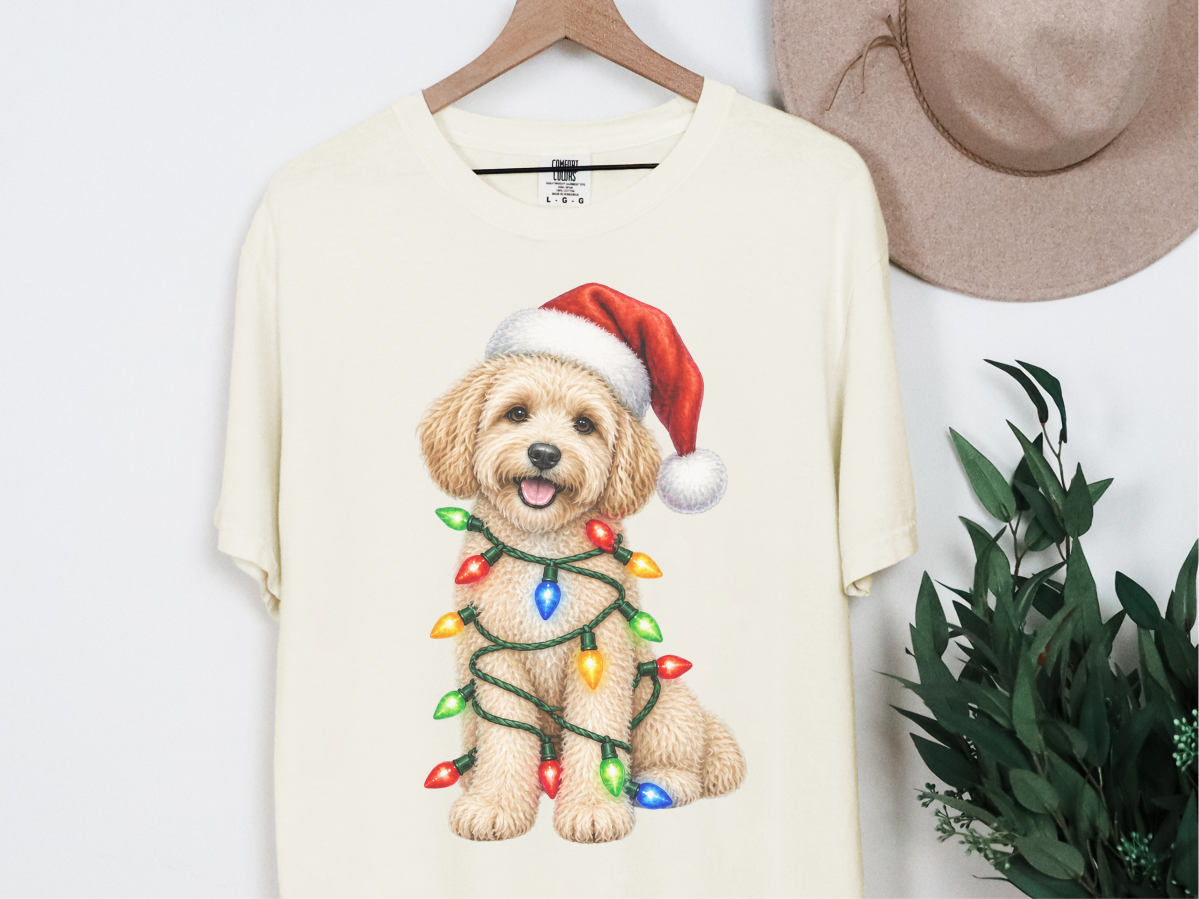 Maltipoo Santa Hat Christmas Lights - photo 7