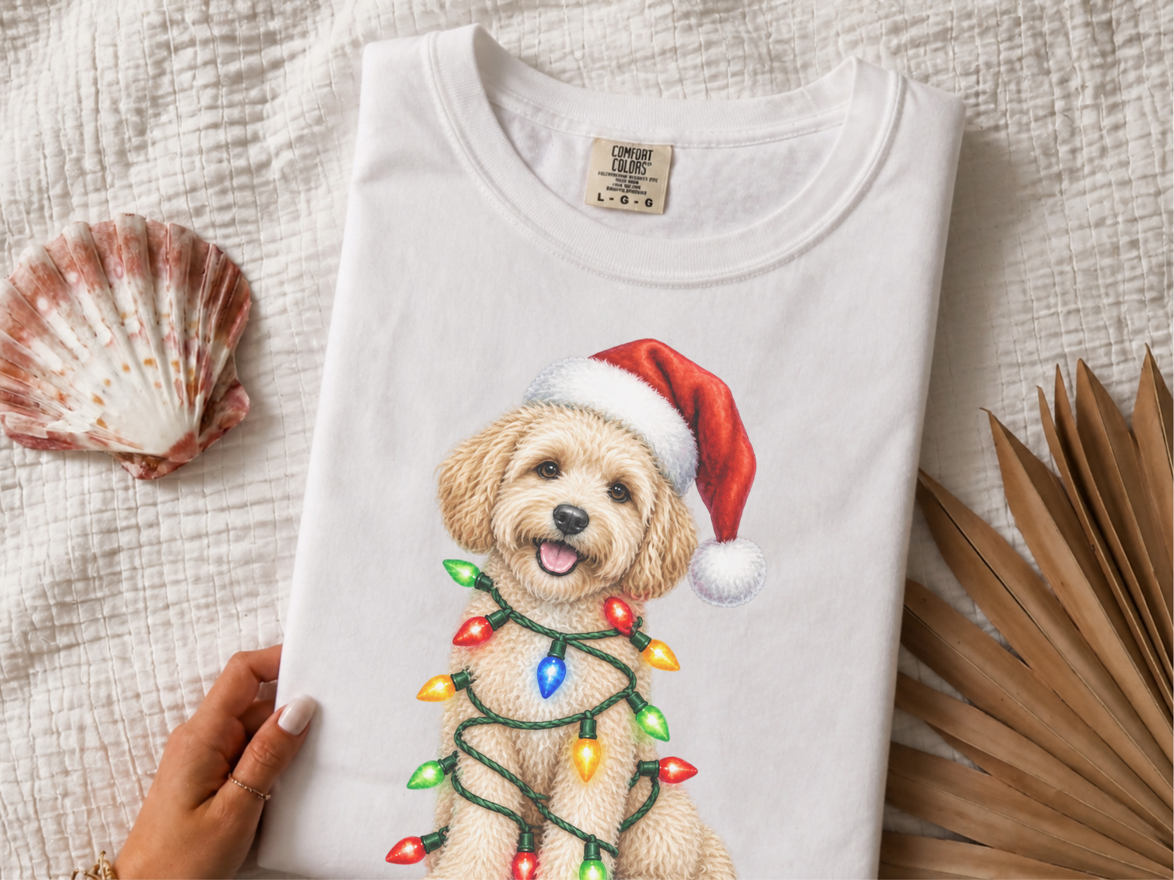 Maltipoo Santa Hat Christmas Lights - photo 1