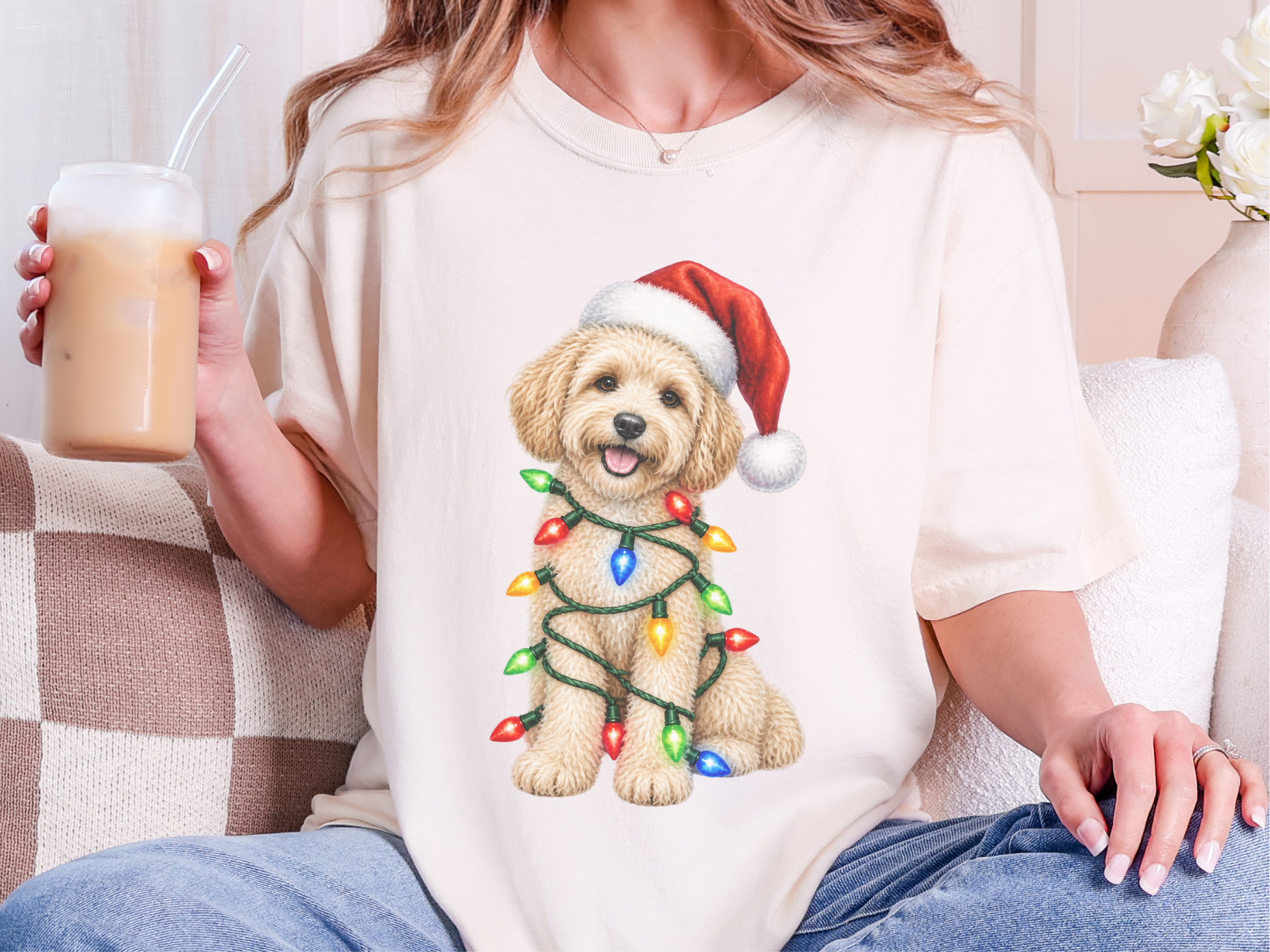 Maltipoo Santa Hat Christmas Lights - photo 6