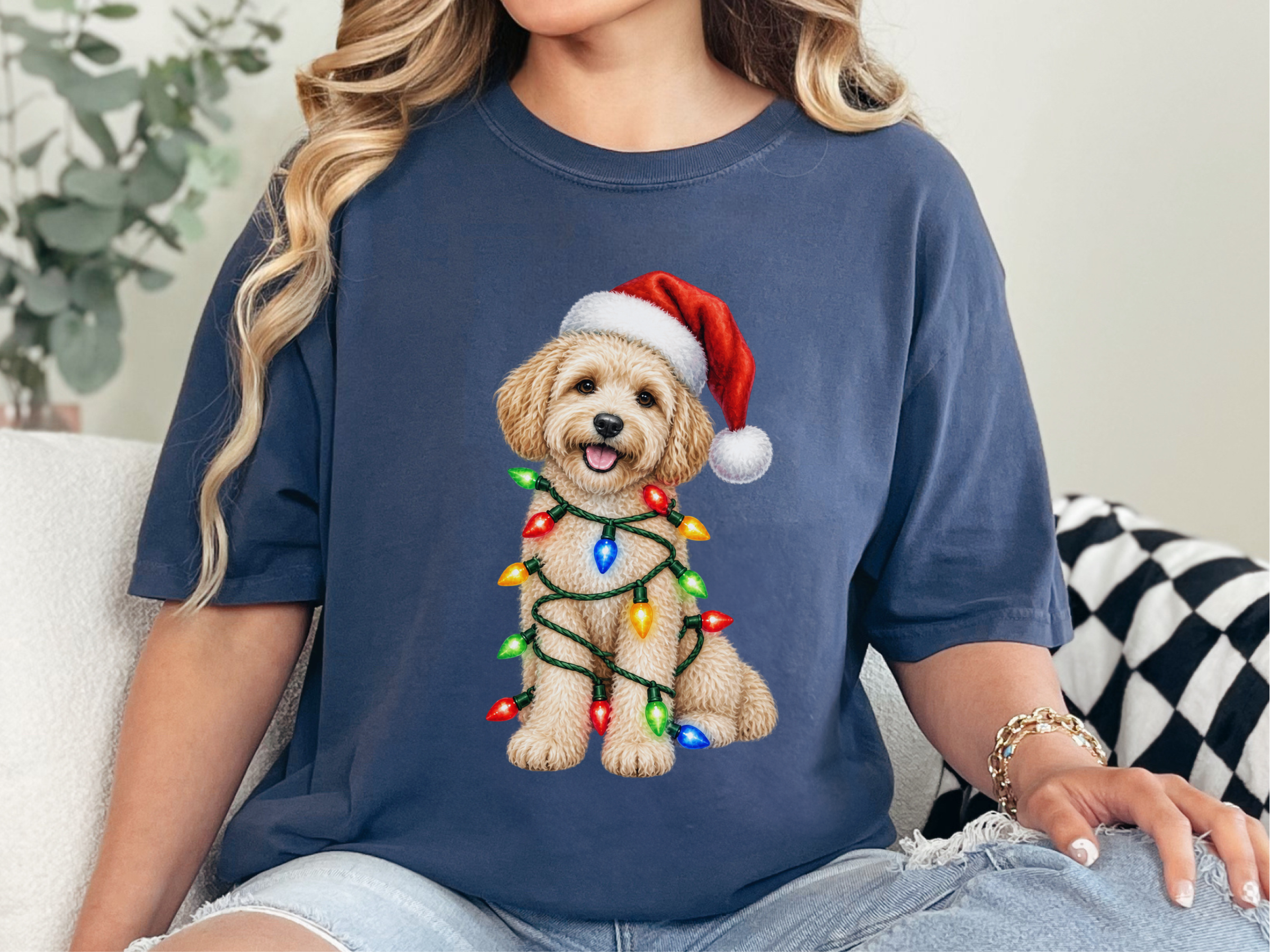 Maltipoo Santa Hat Christmas Lights - photo 8