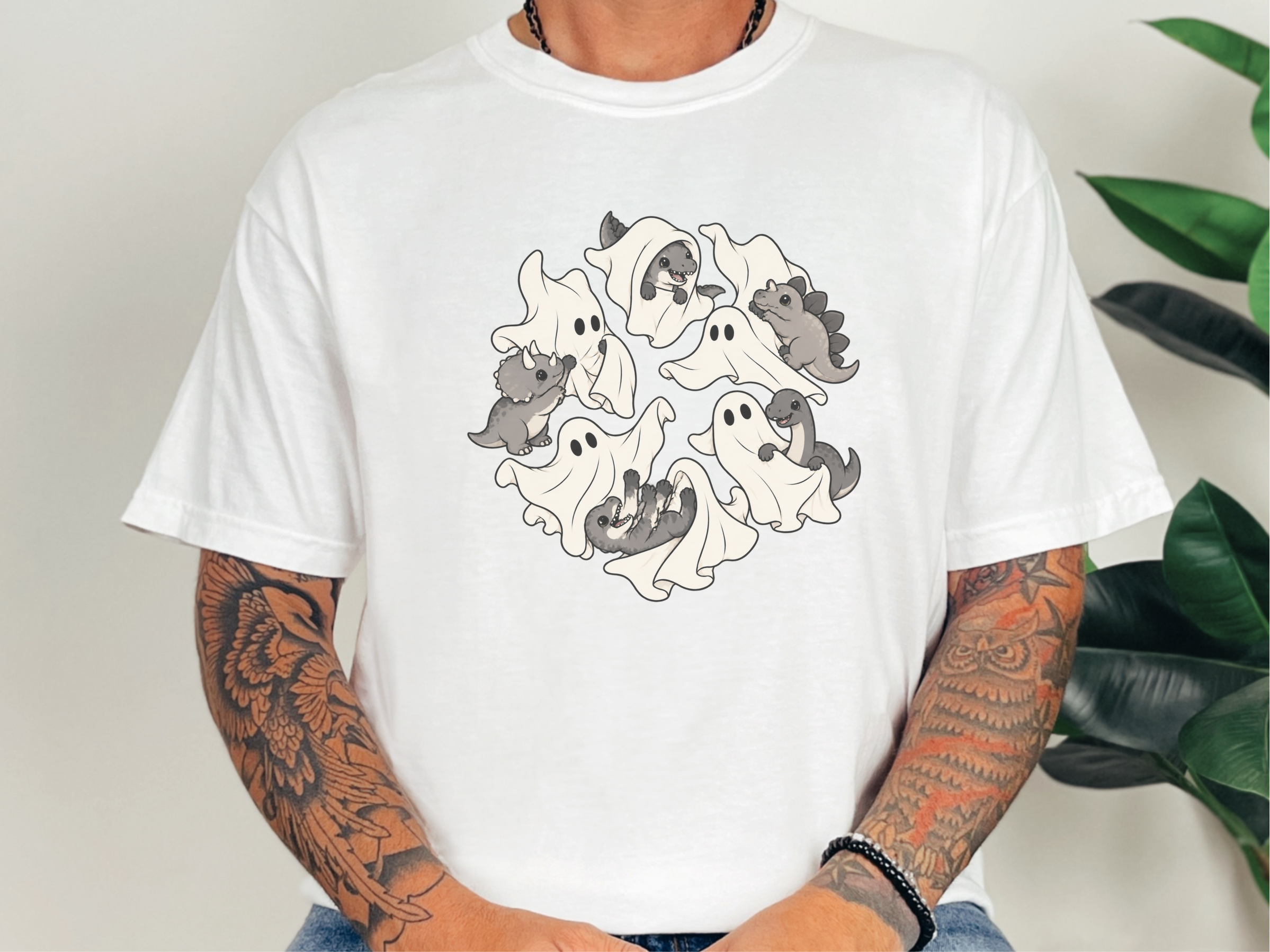 Ghost Playing With Dinosaurs funny shirt - photo 2