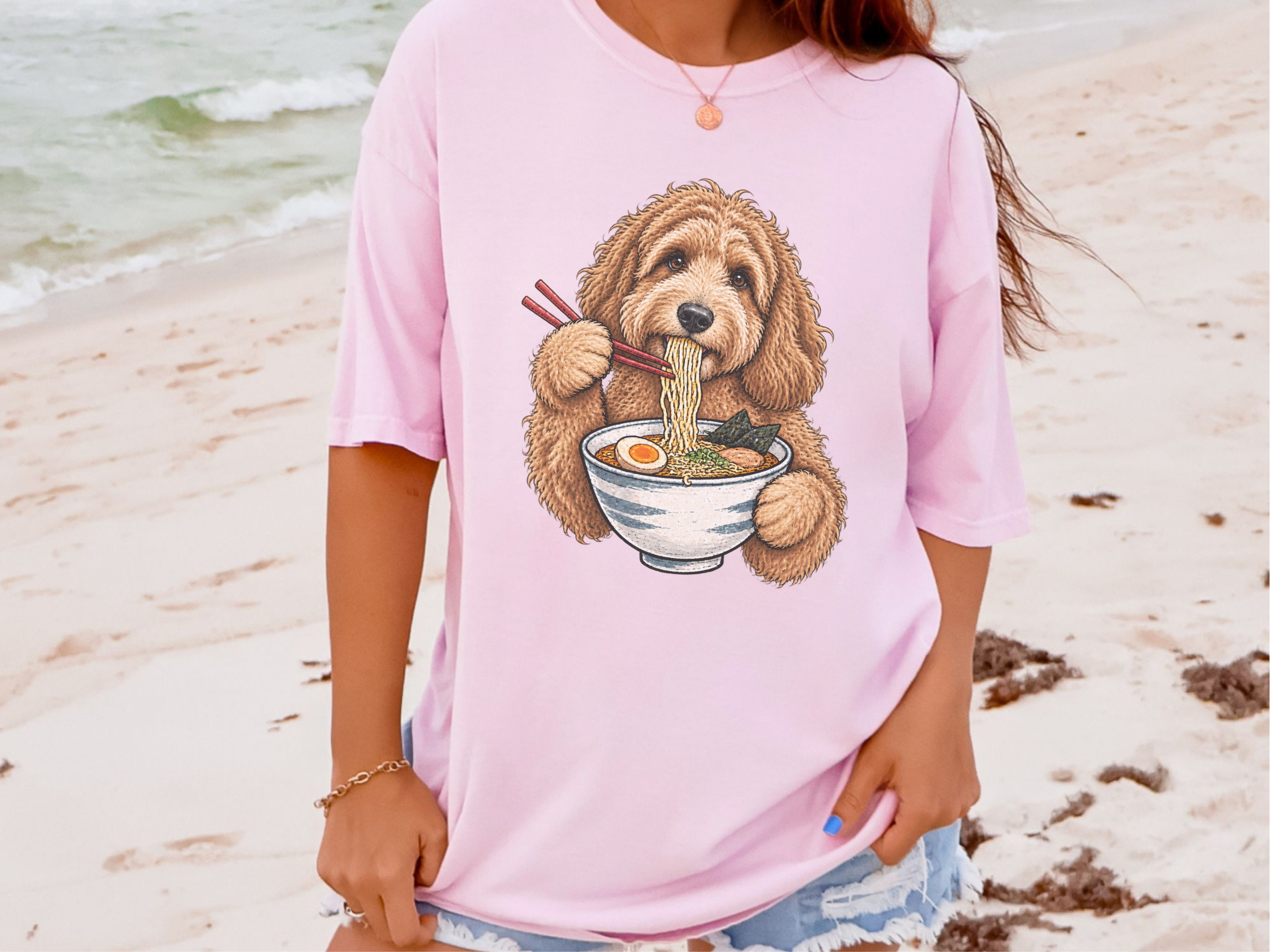 Labradoodle Eating Ramen Bowl2 doodle dog shirt - photo 5