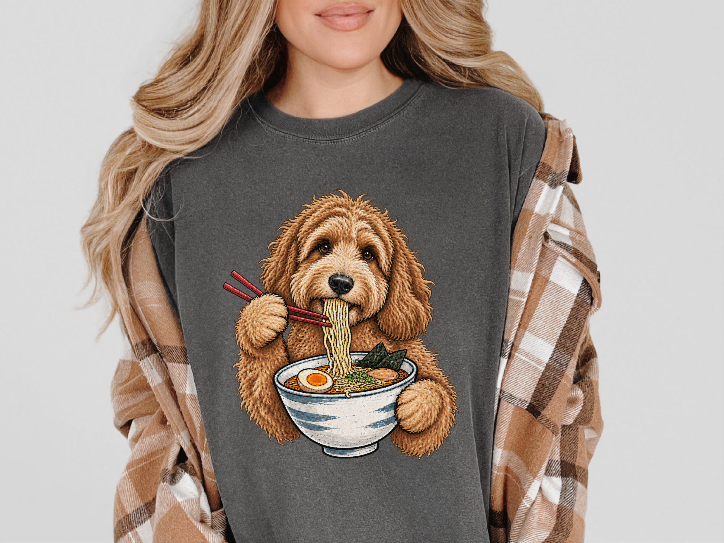 Labradoodle Eating Ramen Bowl2 doodle dog shirt - photo 4