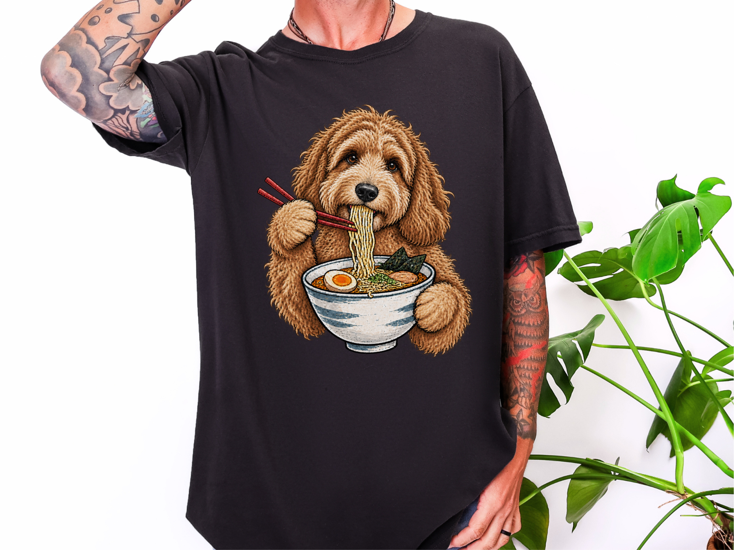 Labradoodle Eating Ramen Bowl2 doodle dog shirt - photo 3