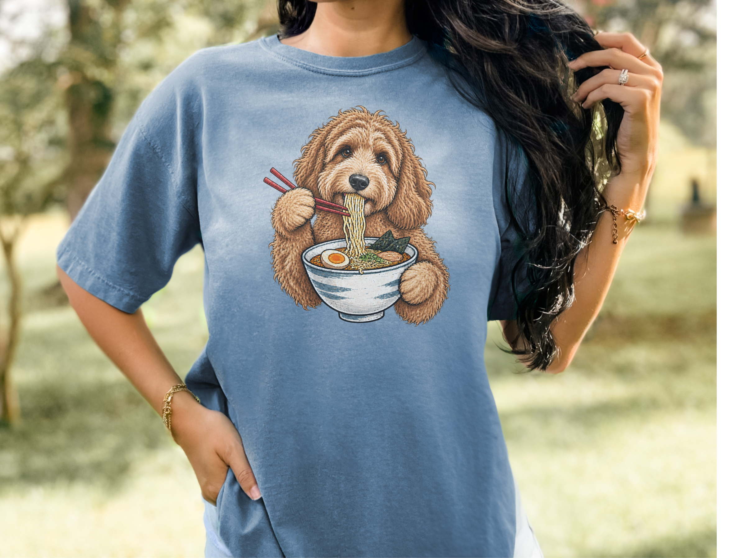 Labradoodle Eating Ramen Bowl2 doodle dog shirt - photo 7