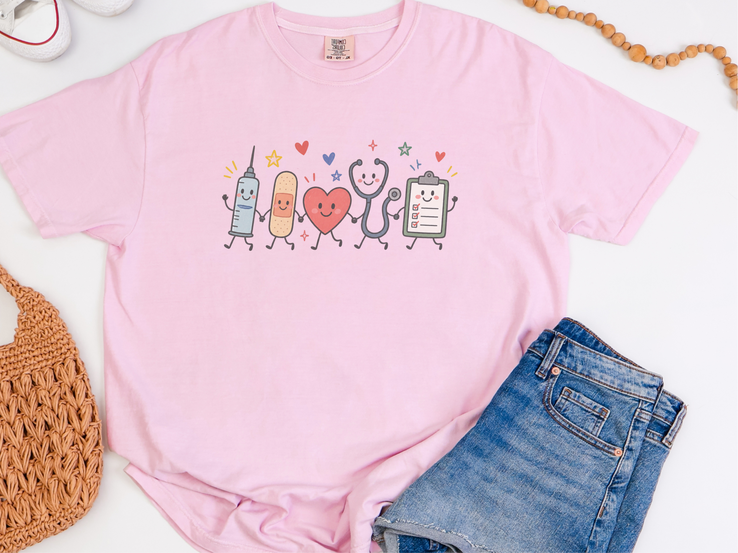 Happy Medical Friends Holding Hands Comfort Colors Nurse Shirt