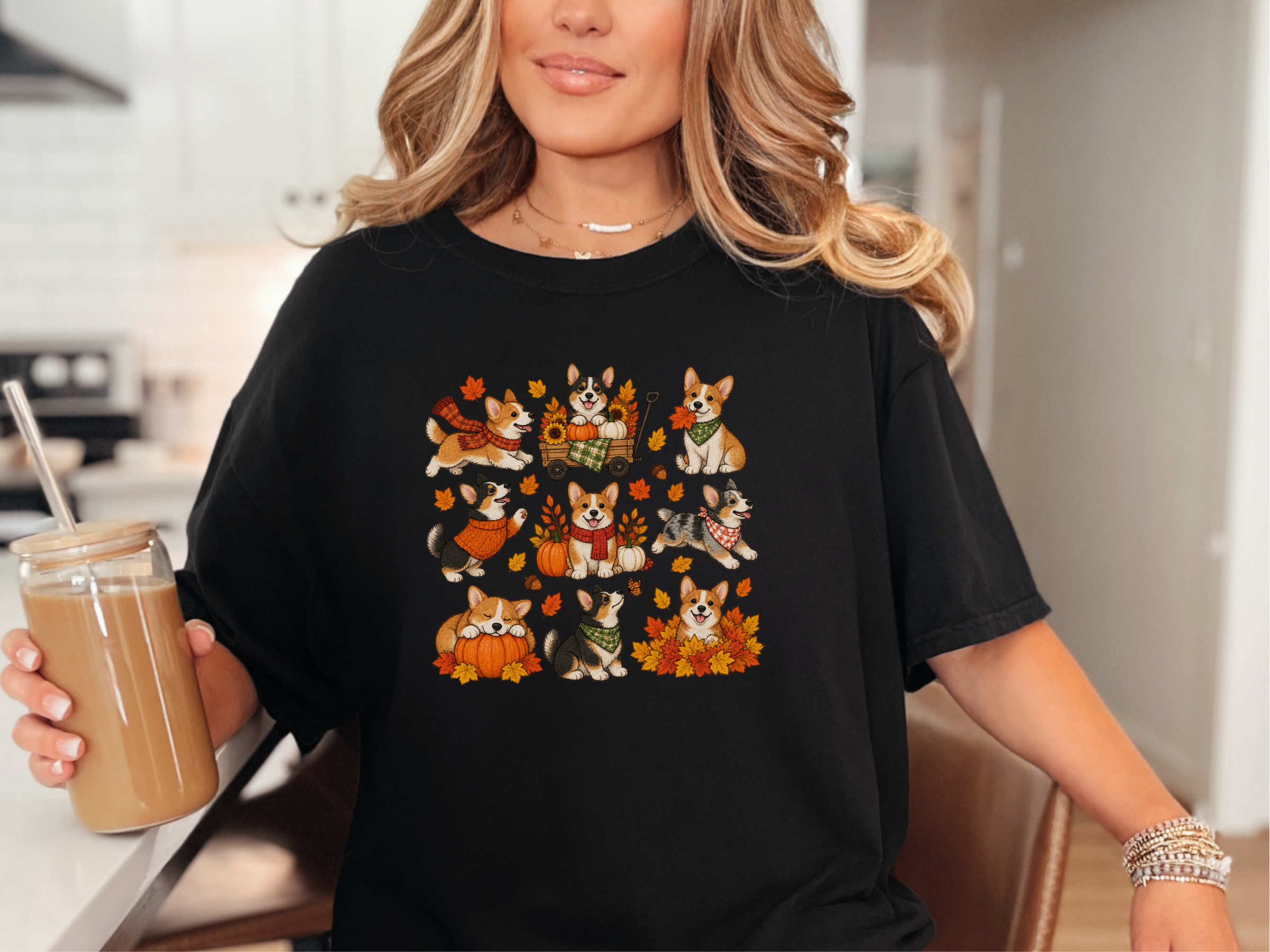Autumn Corgi Dog Activities doodle dog shirt - photo 6