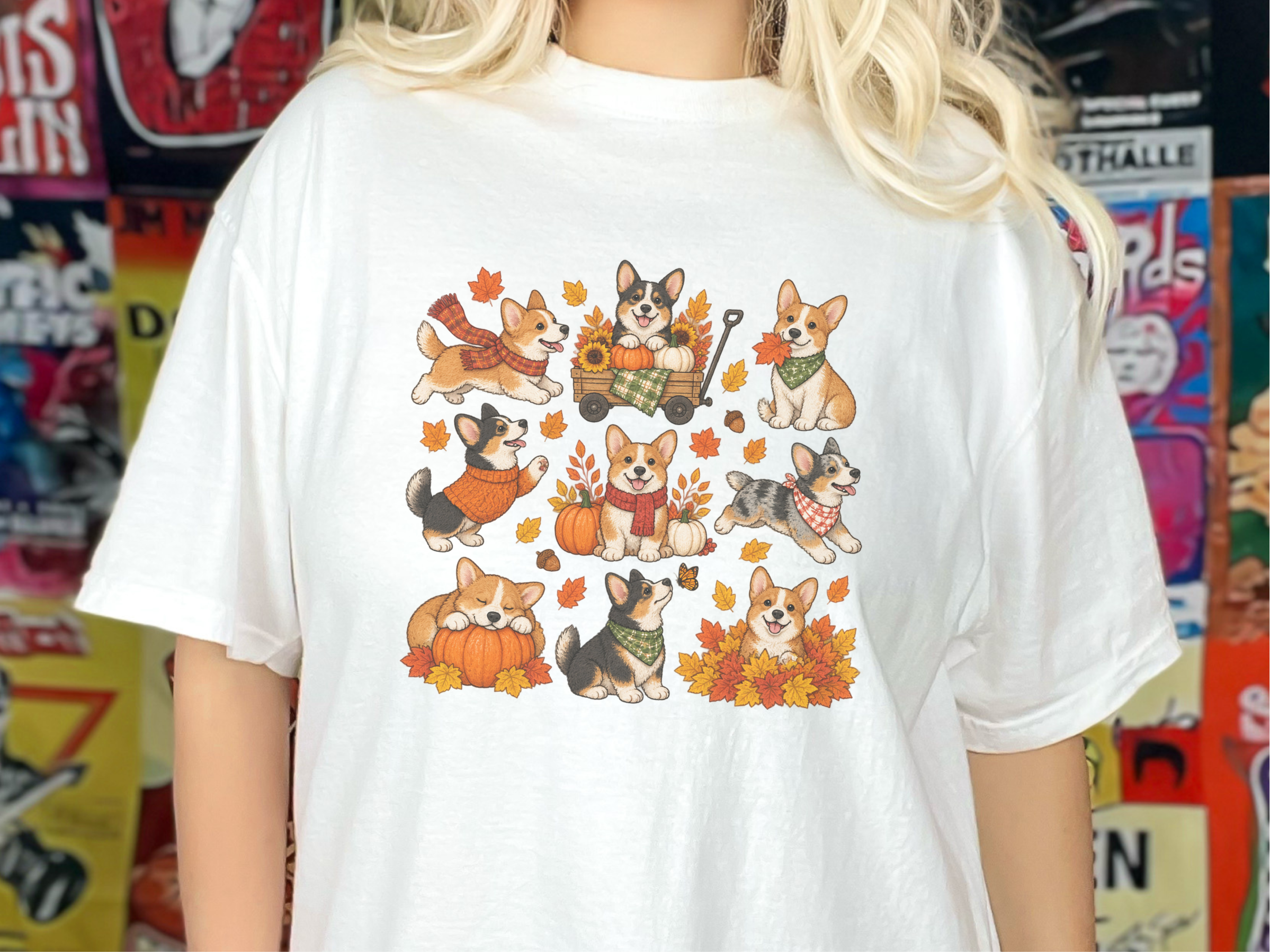Autumn Corgi Dog Activities doodle dog shirt - photo 4