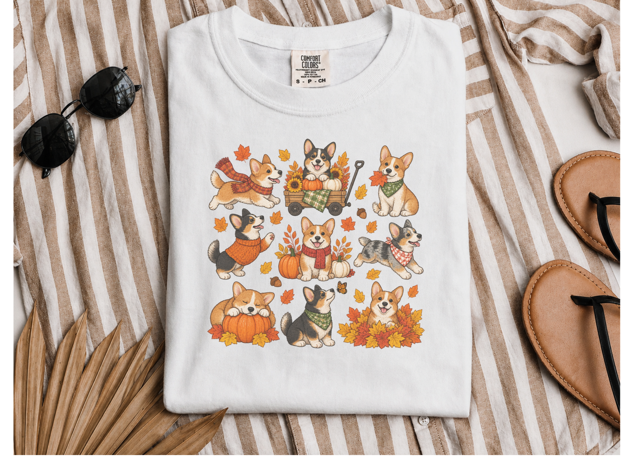 Autumn Corgi Dog Activities doodle dog shirt - photo 2