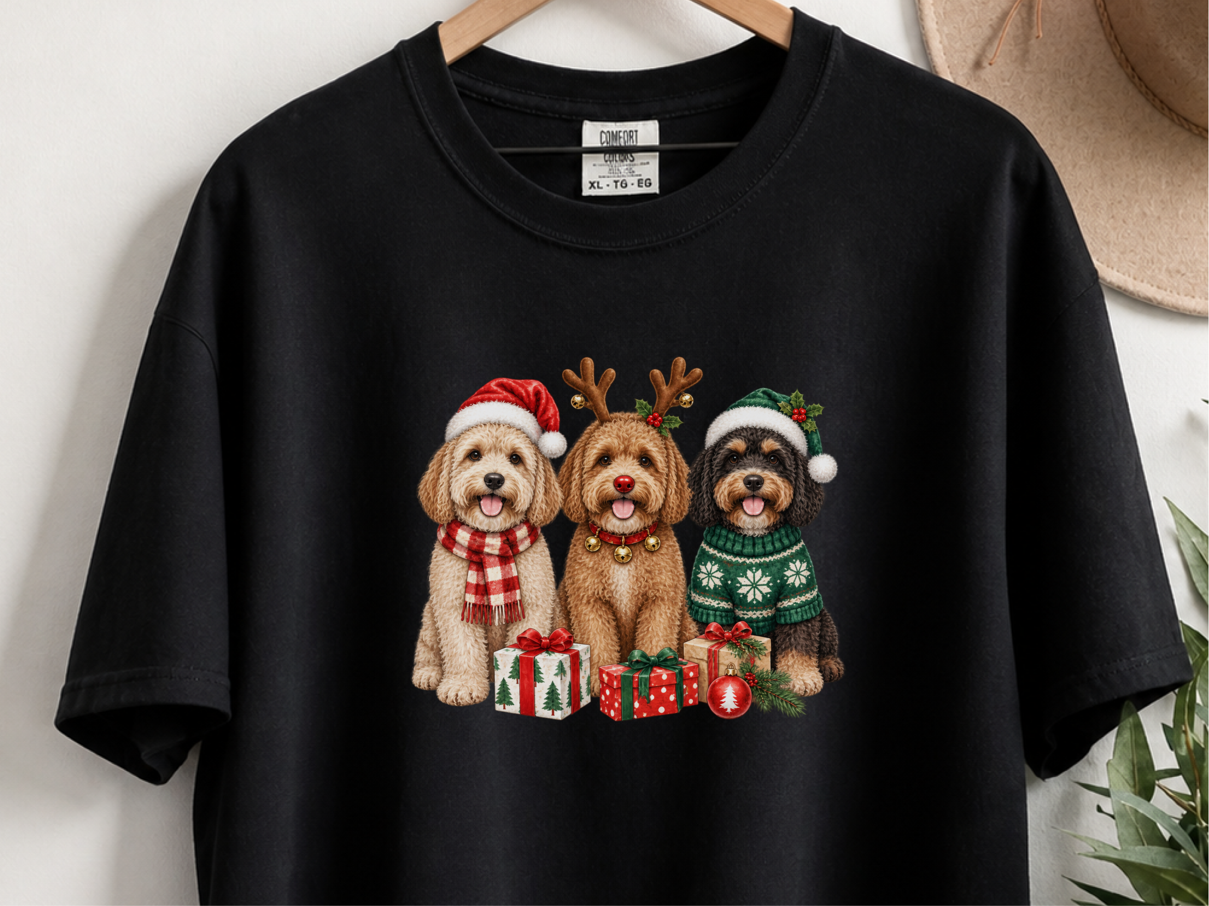 Christmas Cavapoo Trio Presents