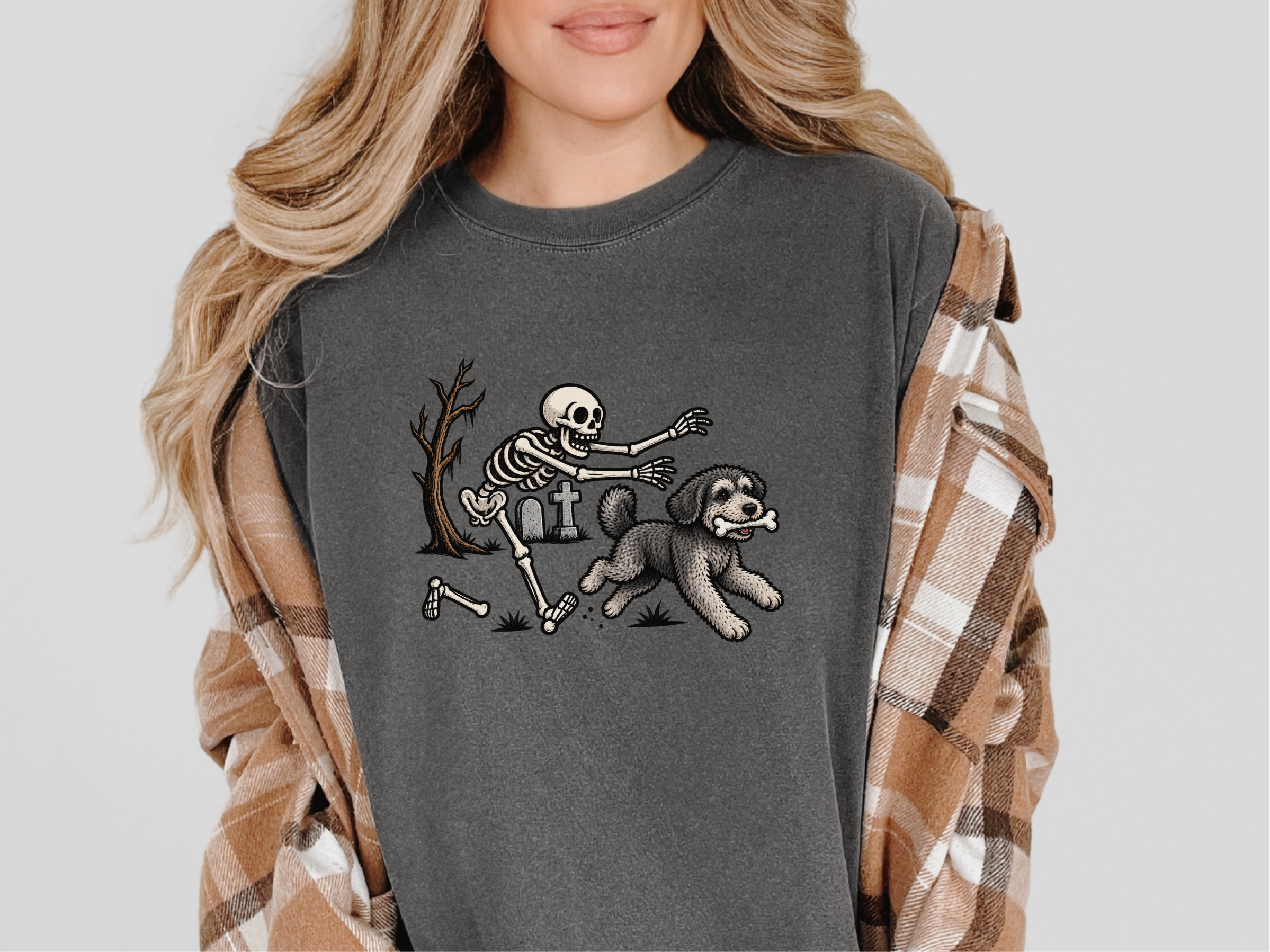 Schnoodle Skeleton Graveyard Chase doodle dog shirt - photo 7