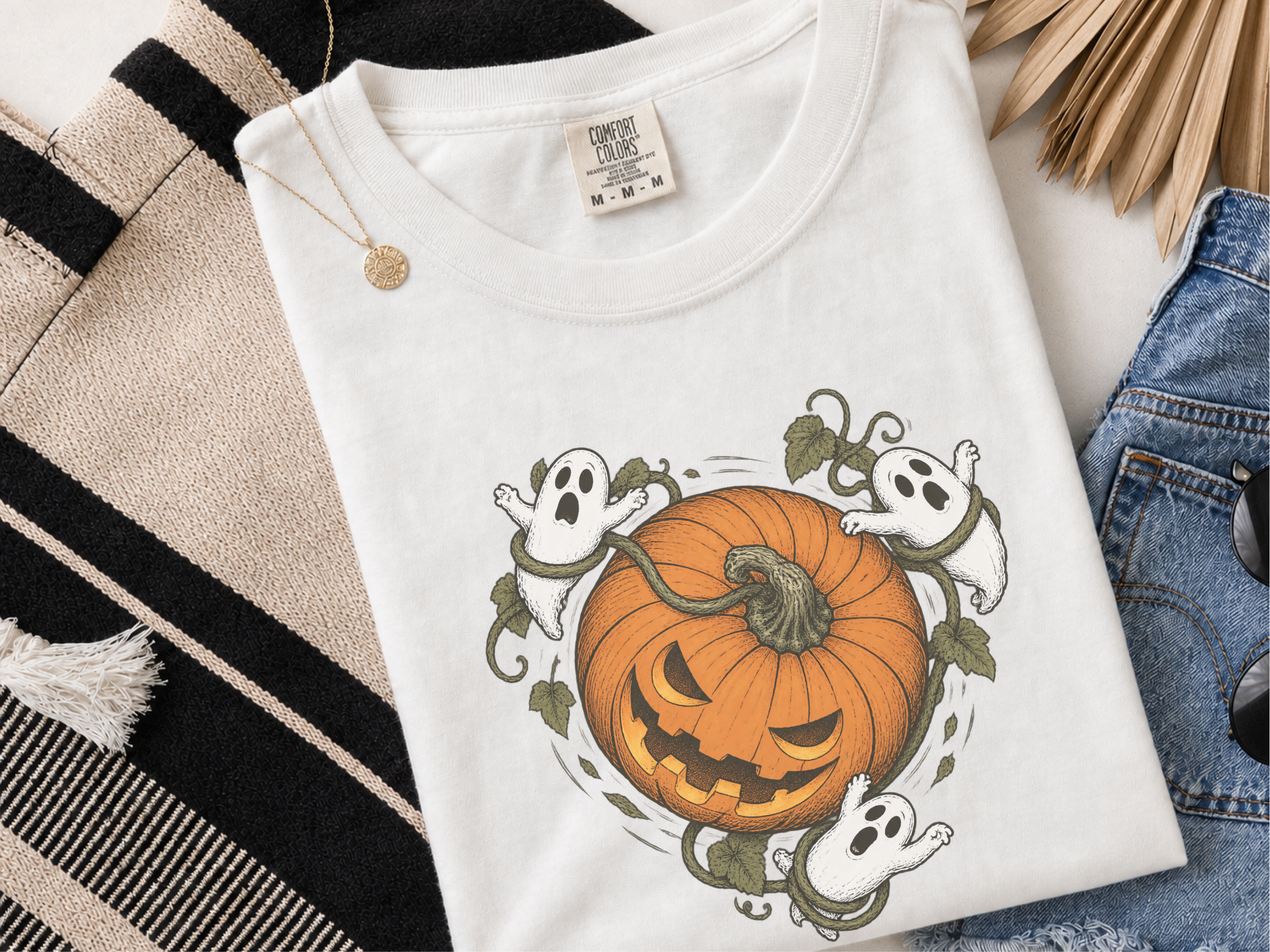 Spooky Ghost Pumpkin Vines funny shirt - photo 1