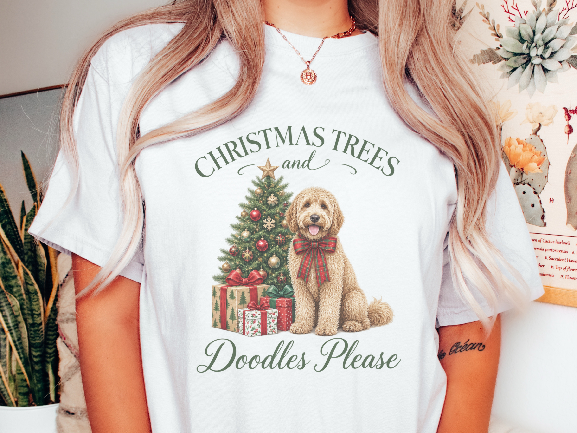 Goldendoodle Christmas Tree Presents doodle dog shirt - photo 1