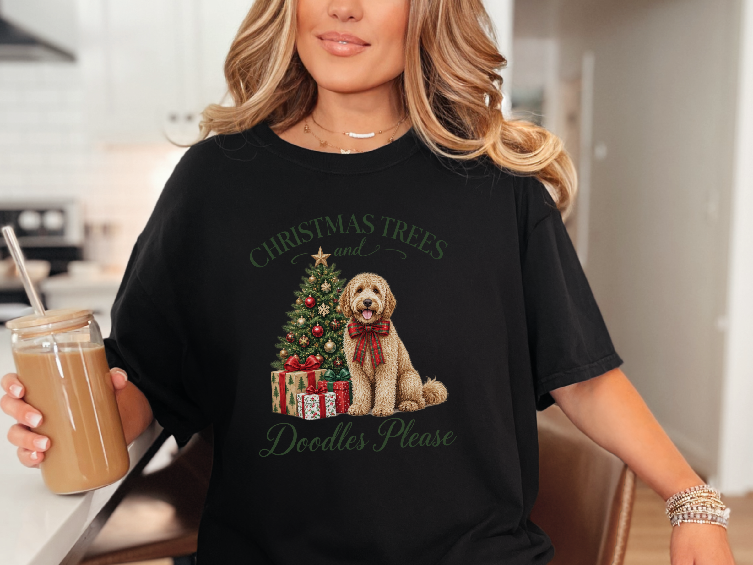 Goldendoodle Christmas Tree Presents doodle dog shirt - photo 5