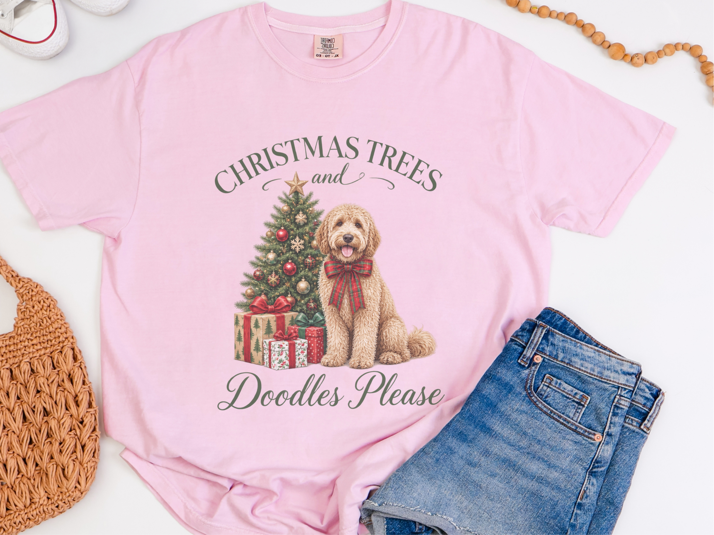 Goldendoodle Christmas Tree Presents doodle dog shirt - photo 8