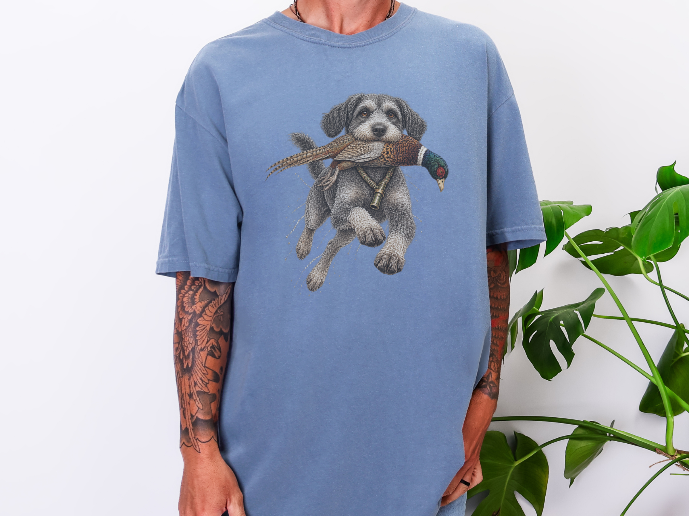 Hunting Schnoodle Carrying Pheasant doodle dog shirt - photo 8