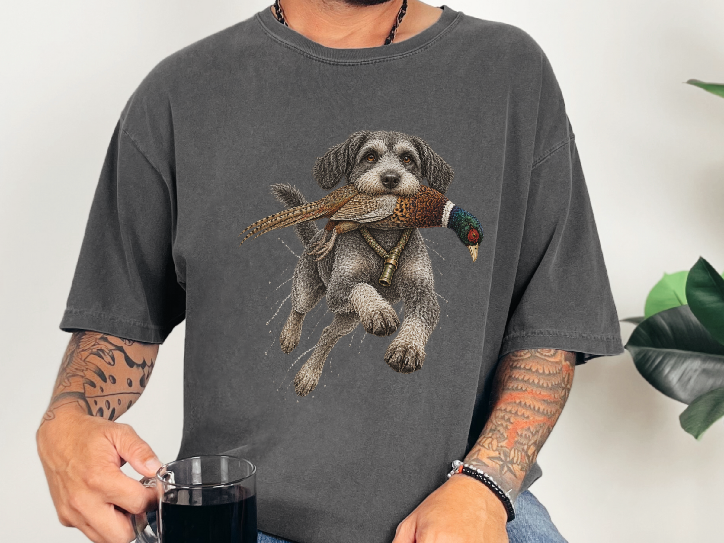 Hunting Schnoodle Carrying Pheasant doodle dog shirt - photo 5