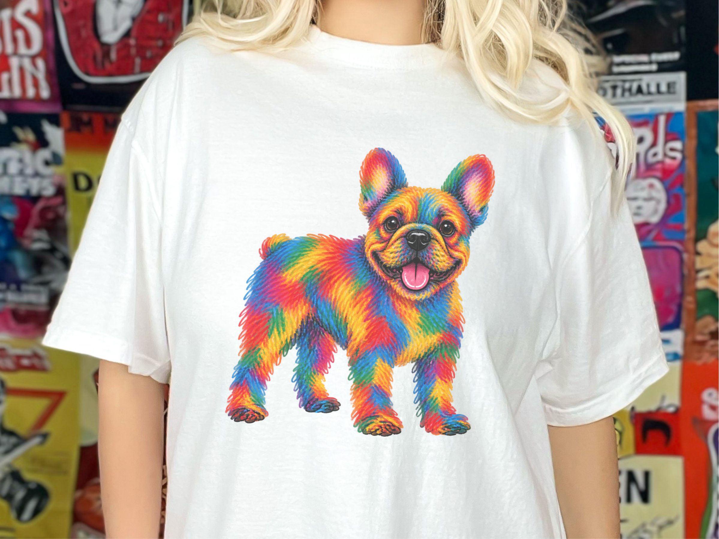 Rainbow Scribble French Bulldog doodle dog shirt - photo 2