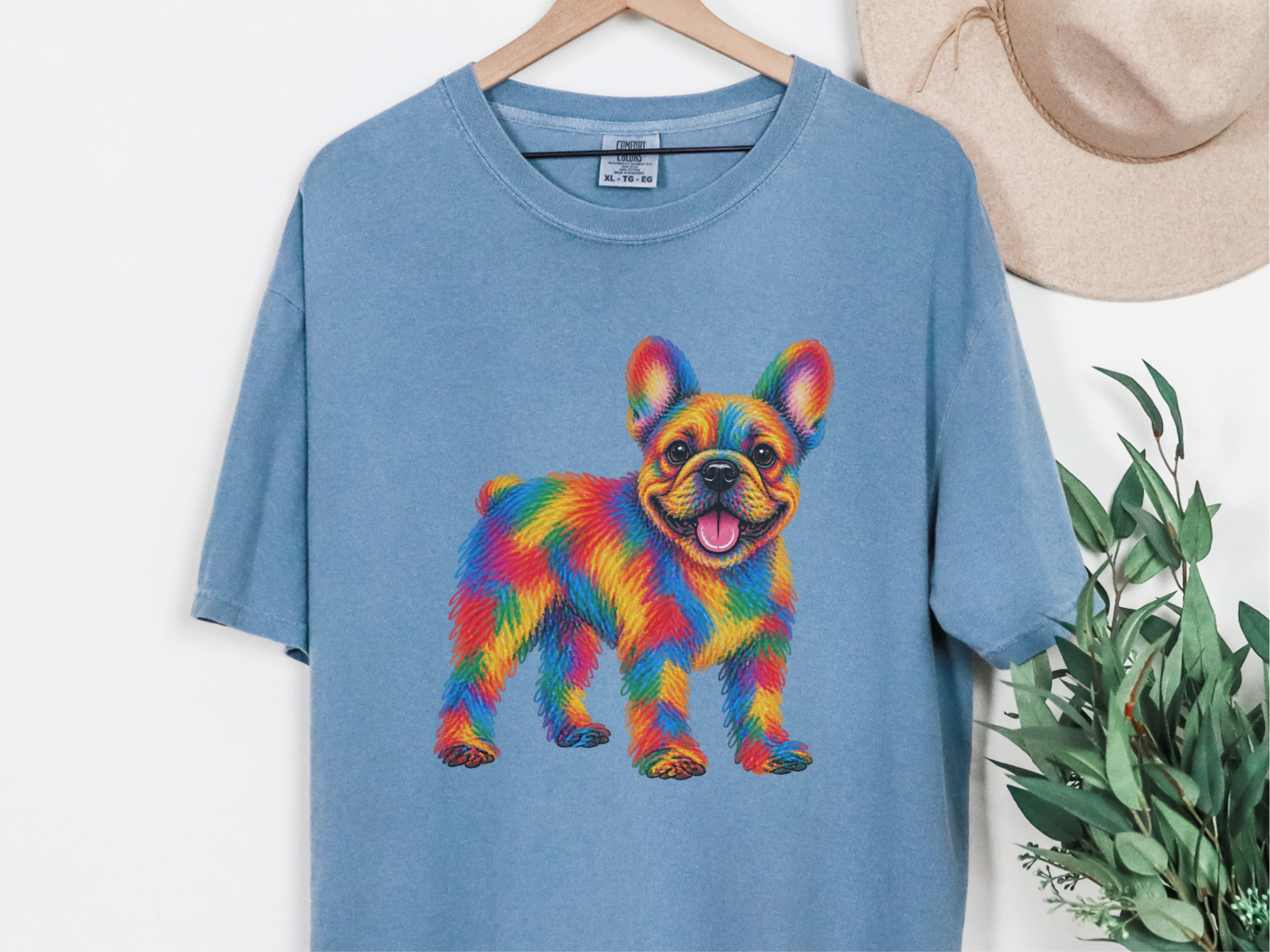 Rainbow Scribble French Bulldog doodle dog shirt - photo 8