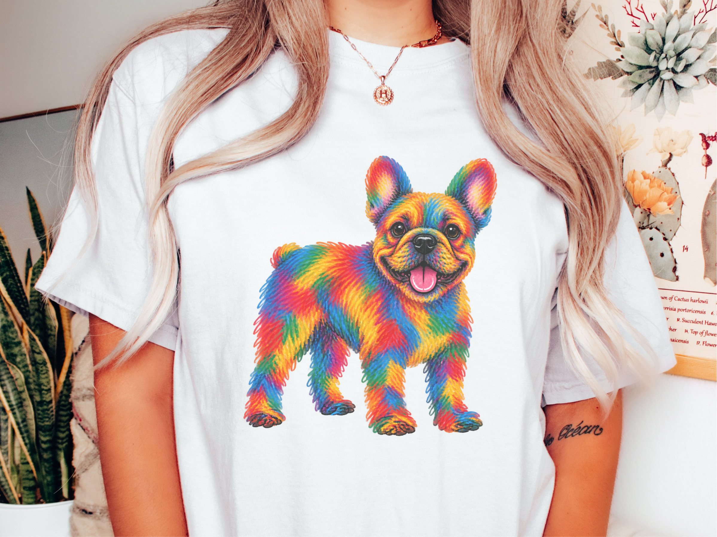 Rainbow Scribble French Bulldog doodle dog shirt - photo 1